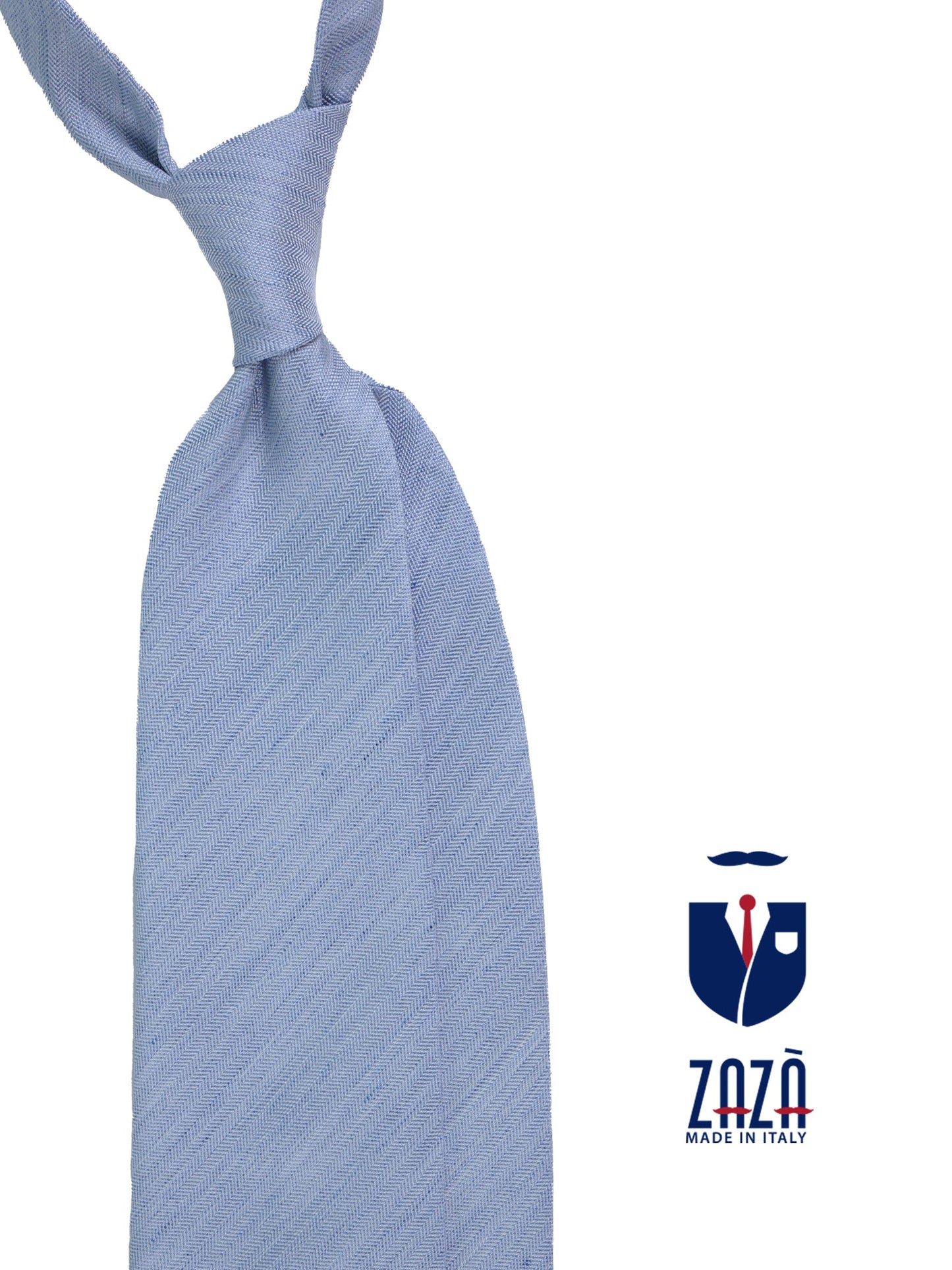 Light blue unlined tailored tie DAFNE in linen/silk