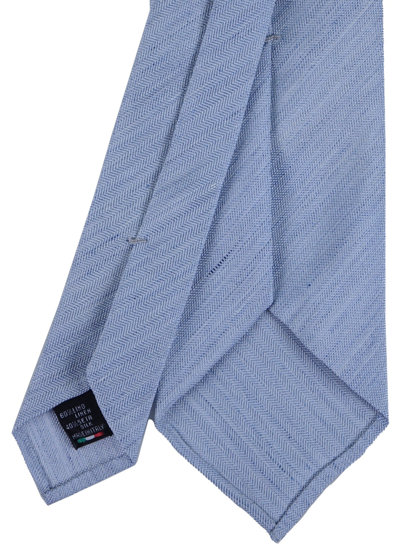 Light blue unlined tailored tie DAFNE in linen/silk