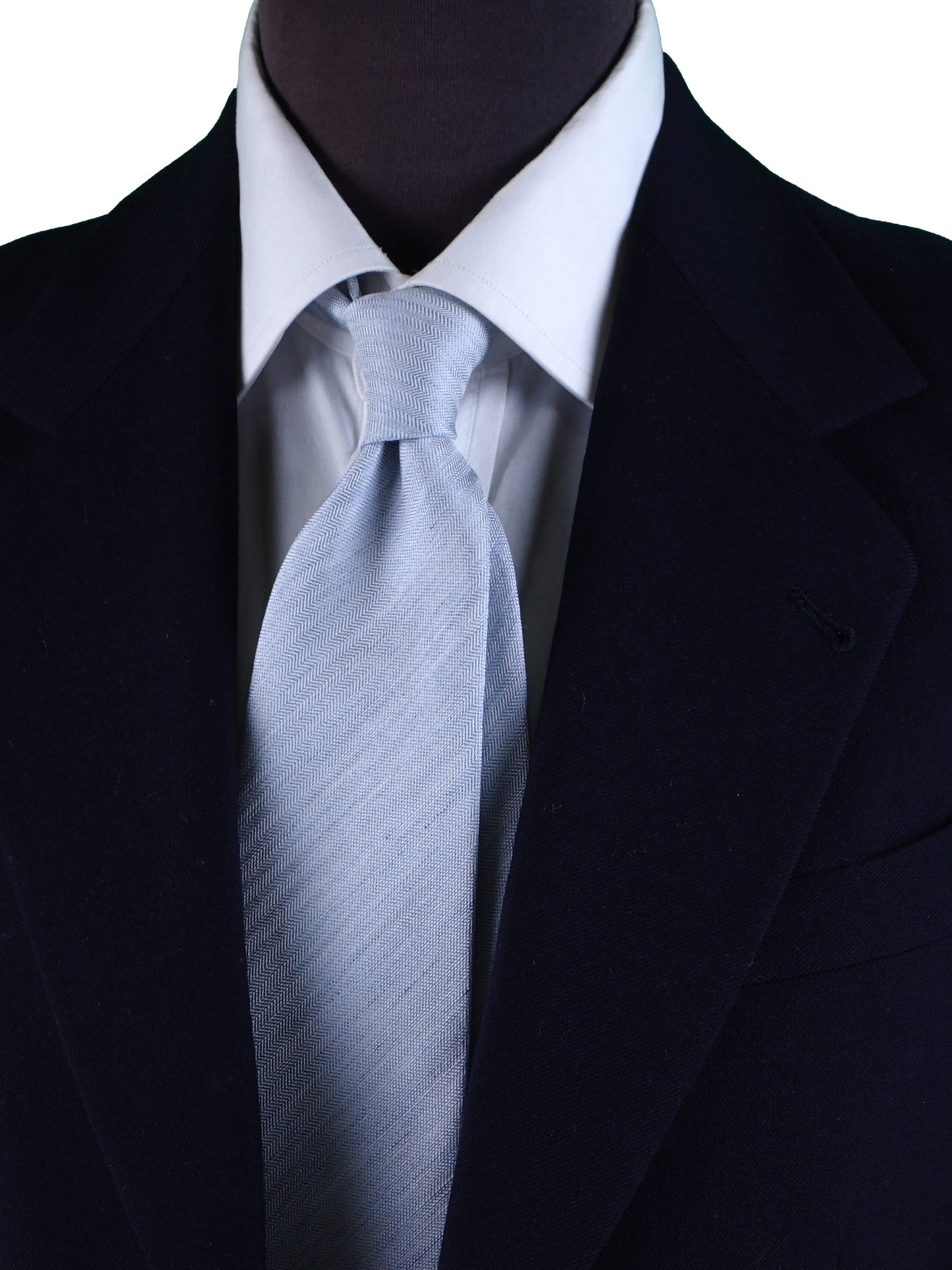 Light blue unlined tailored tie DAFNE in linen/silk
