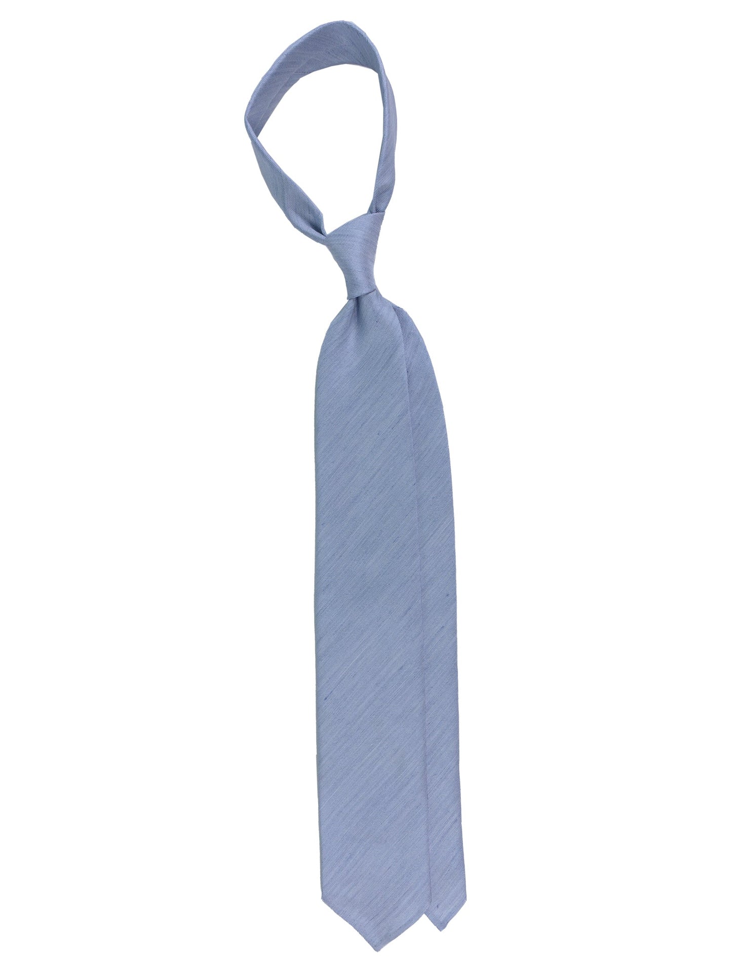 Light blue unlined tailored tie DAFNE in linen/silk