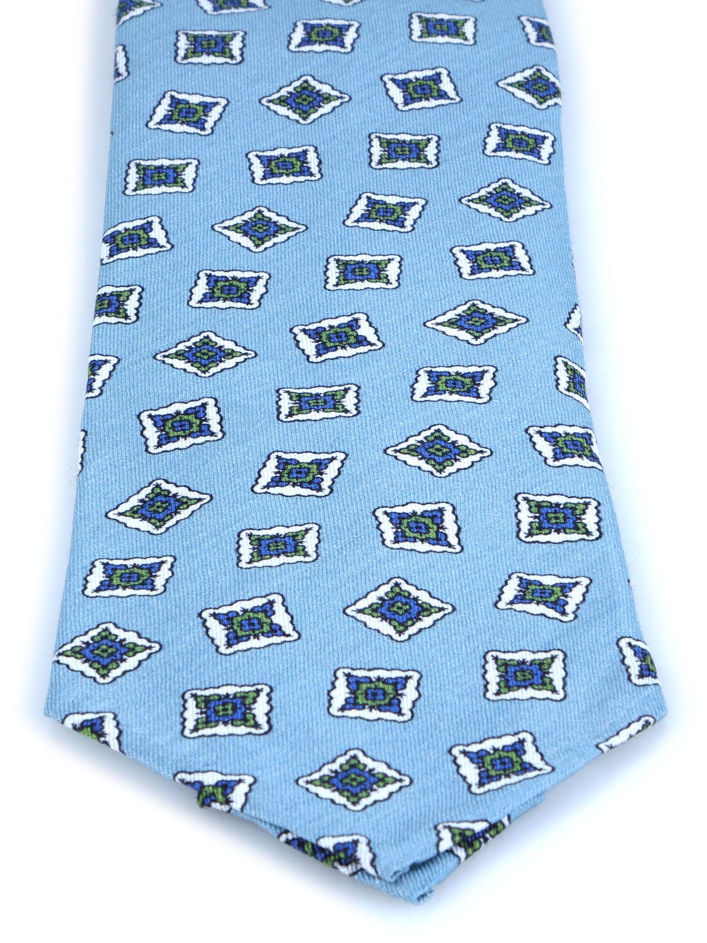 Light blue tailored untipped tie SATURNIA in linen/silk