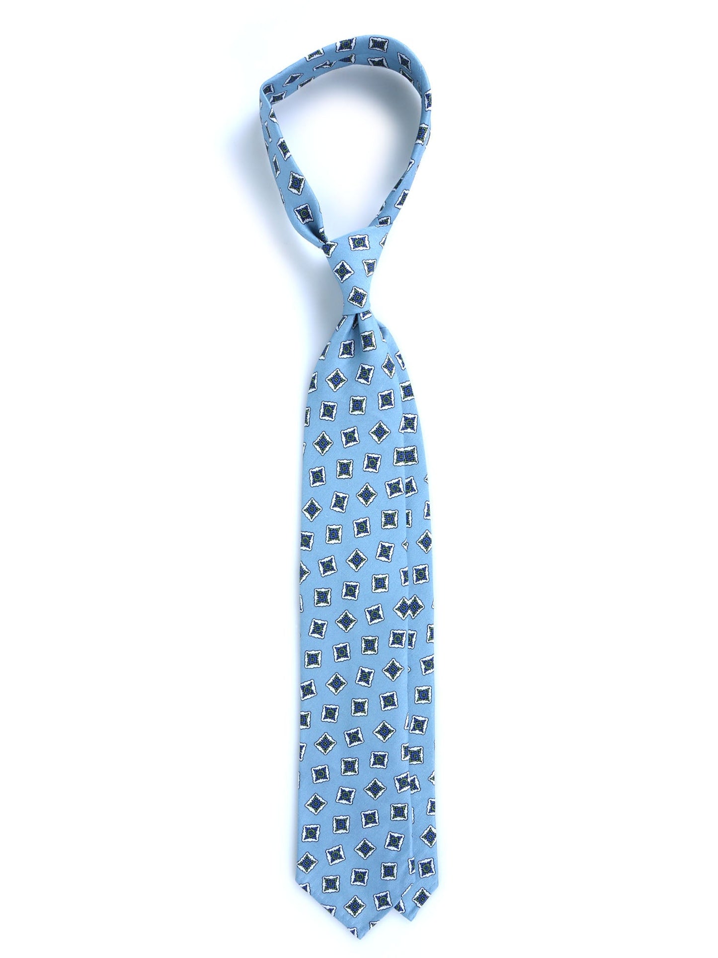 Light blue tailored untipped tie SATURNIA in linen/silk