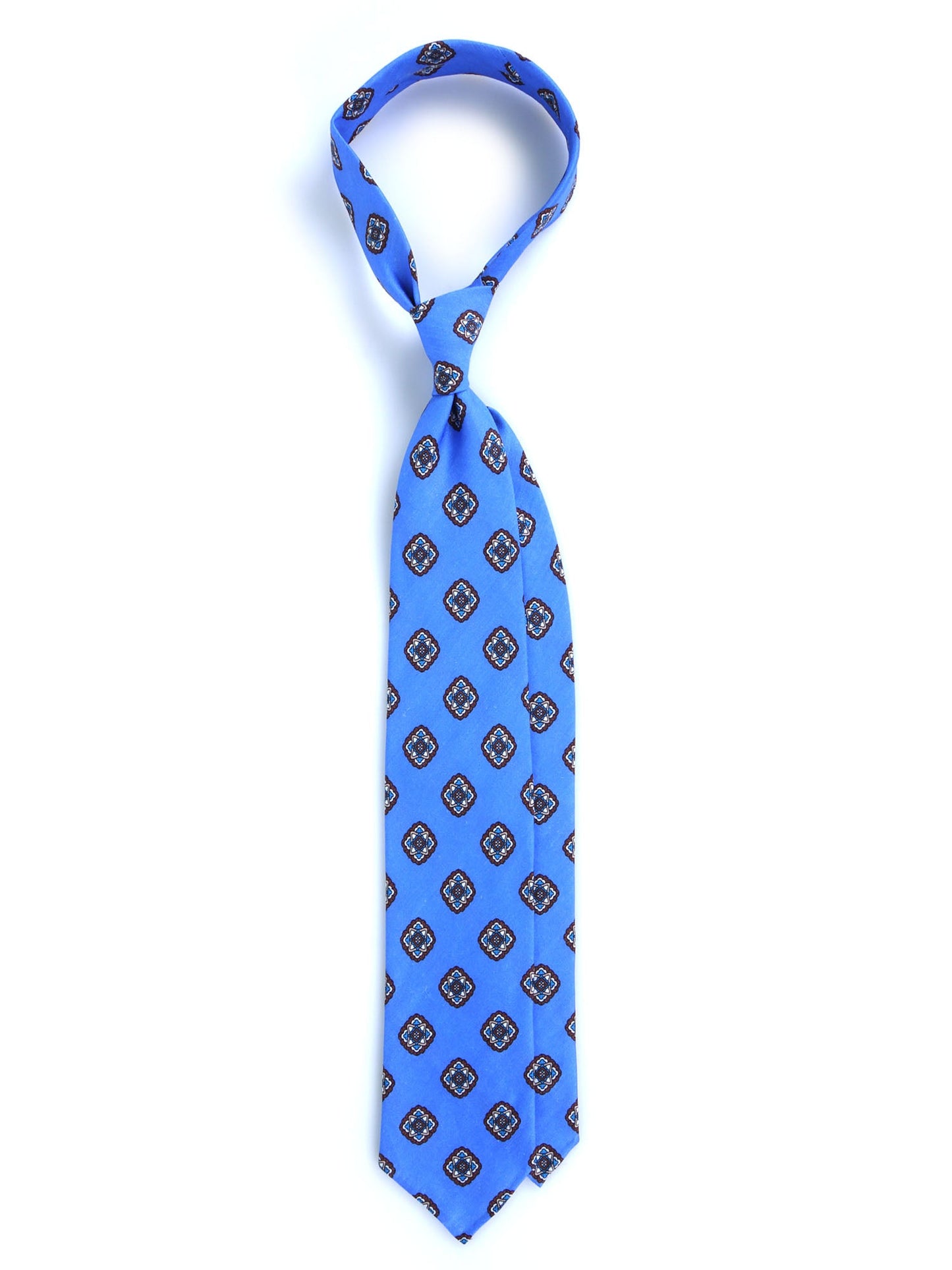 Light blue tailored untipped tie SAMMY in linen/silk