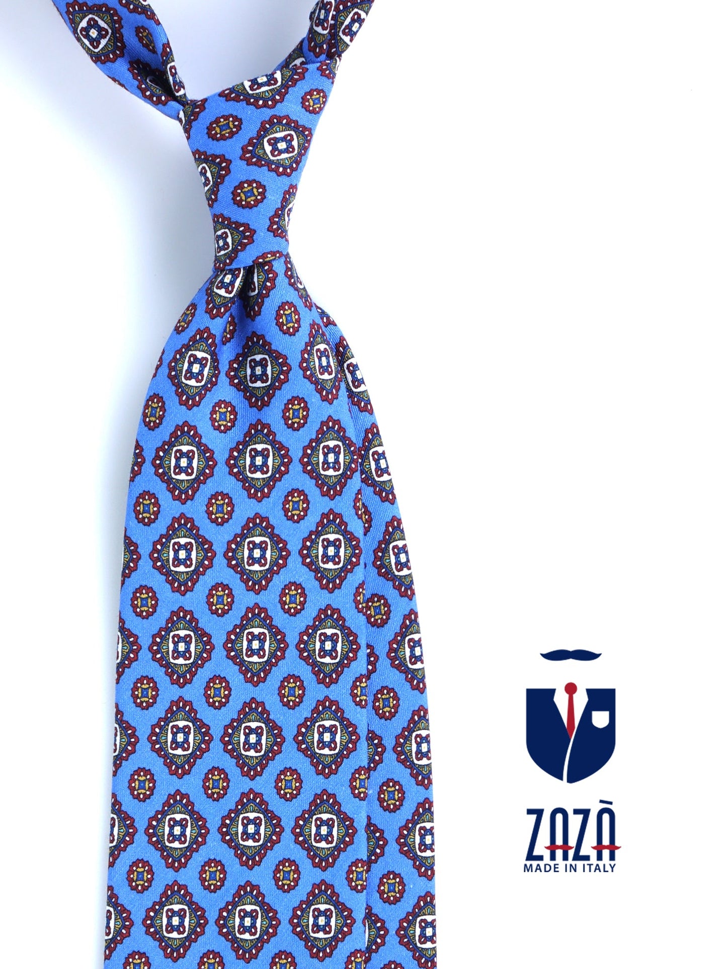 Light Blue tailored untipped tie MARIKA in linen/Silklk