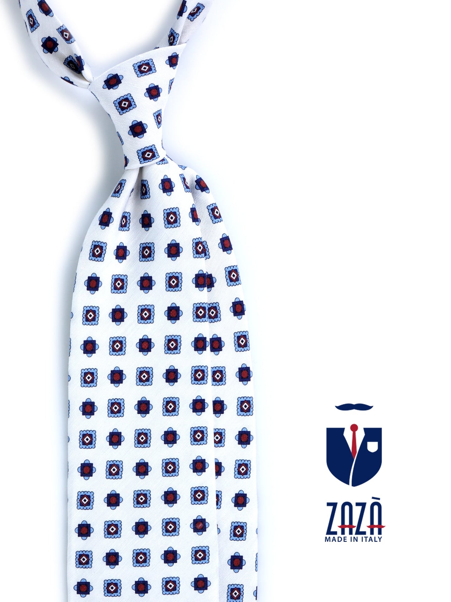 White tailored untipped tie GIUSY in linen/silk