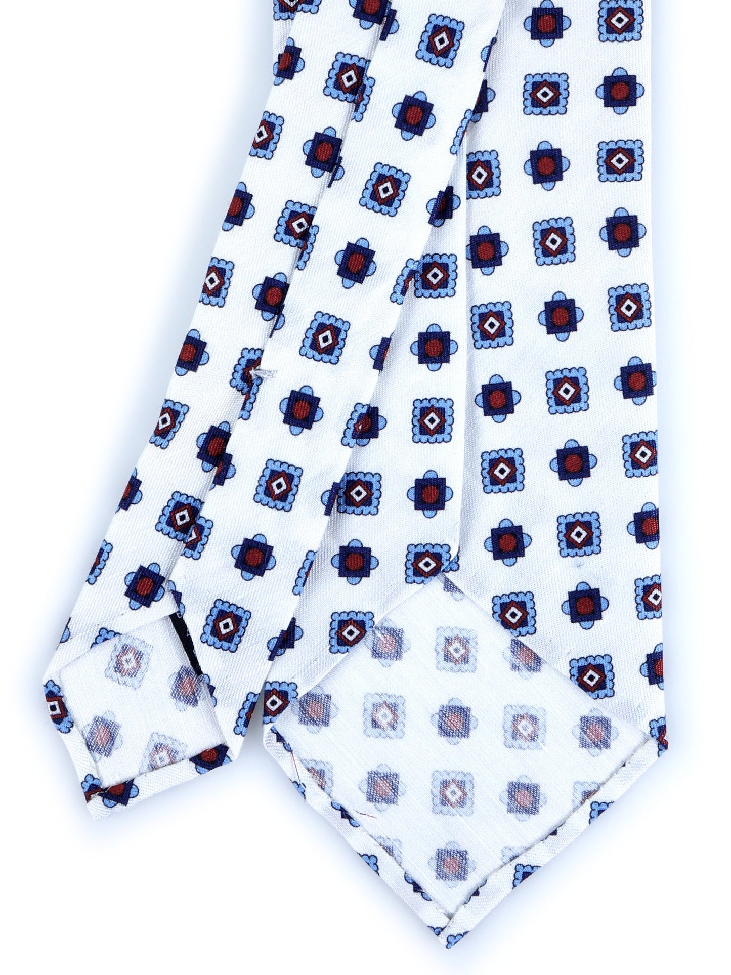 White tailored untipped tie GIUSY in linen/silk