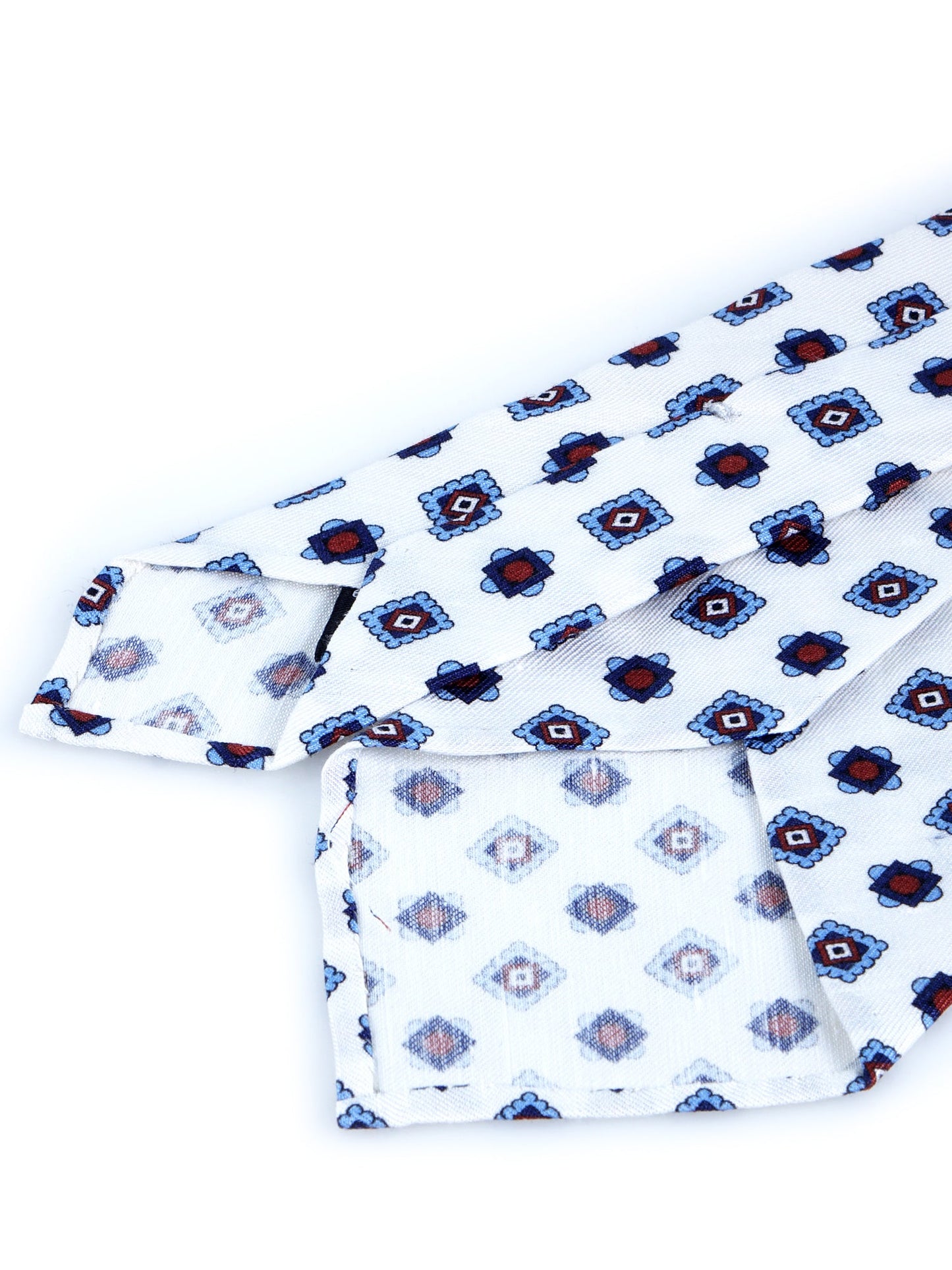 White tailored untipped tie GIUSY in linen/silk