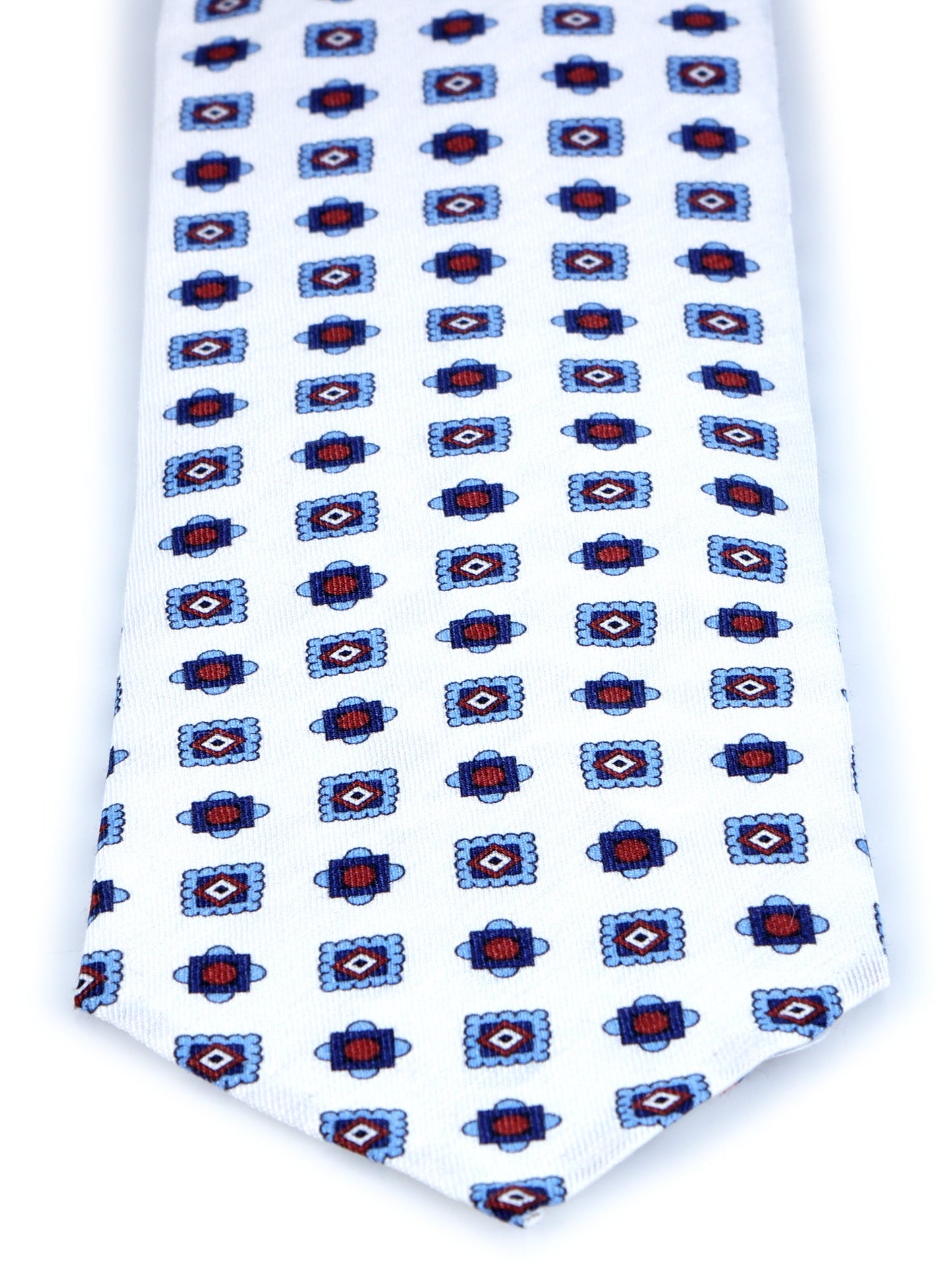 White tailored untipped tie GIUSY in linen/silk