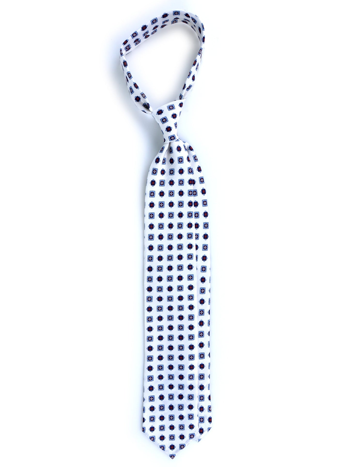 White tailored untipped tie GIUSY in linen/silk