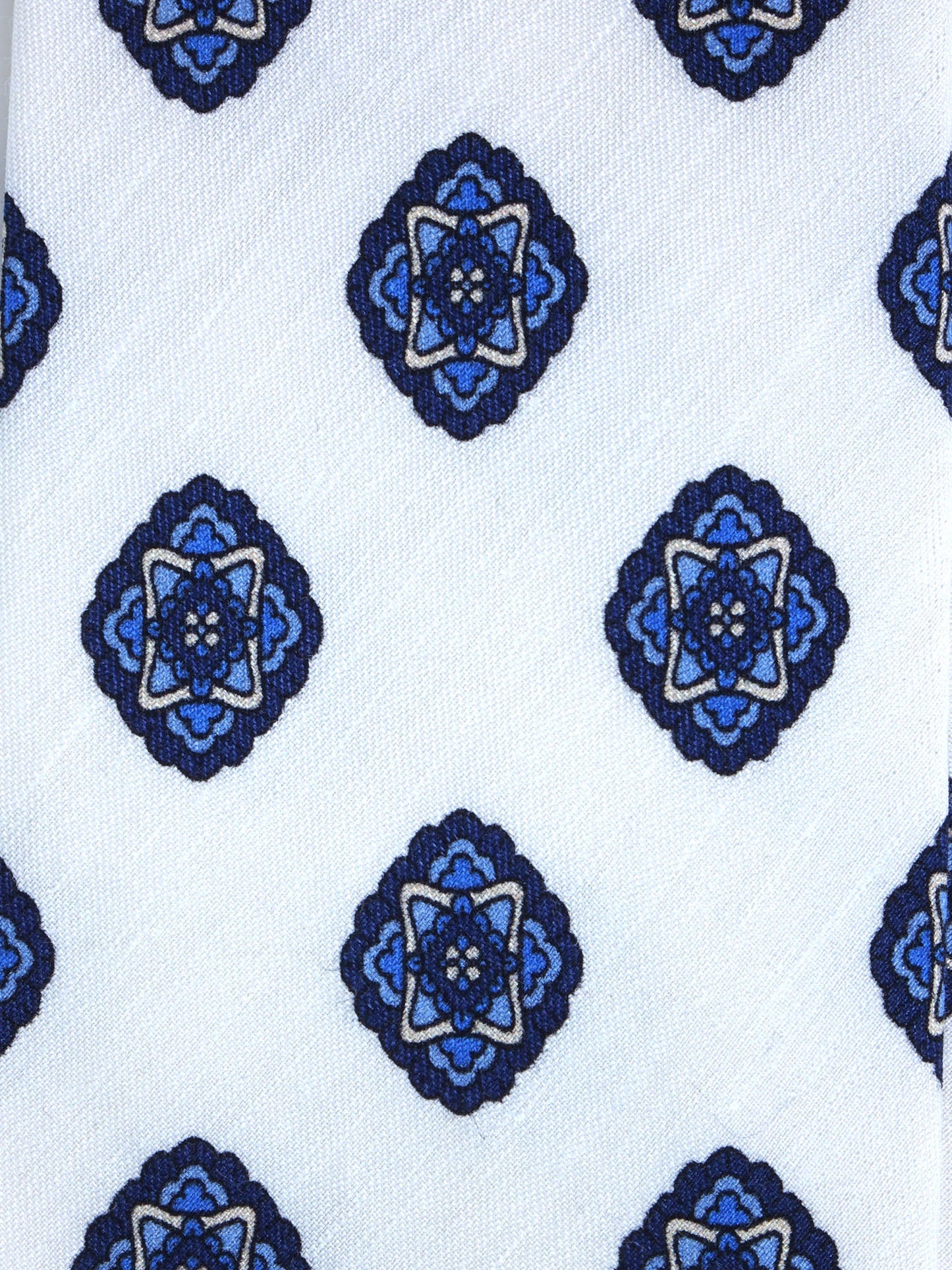 White tailored untipped tie SAMMY in linen/silk