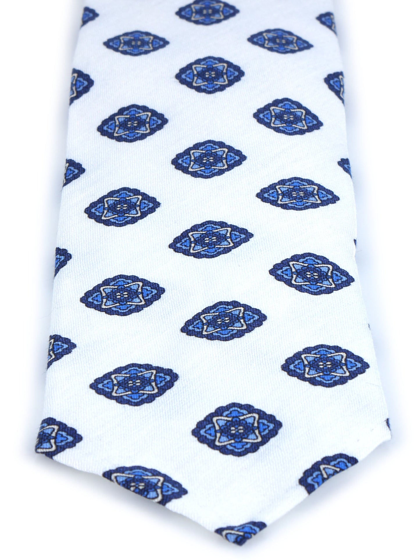 White tailored untipped tie SAMMY in linen/silk