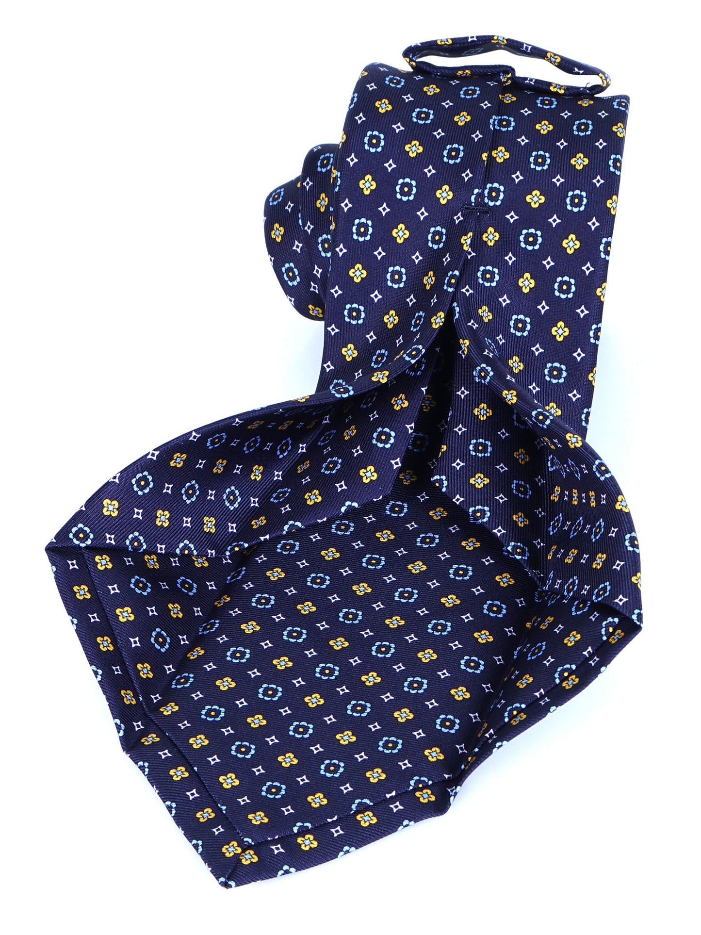 Blue 7 Fold LUDICA Luxury Silk Tie with English Print