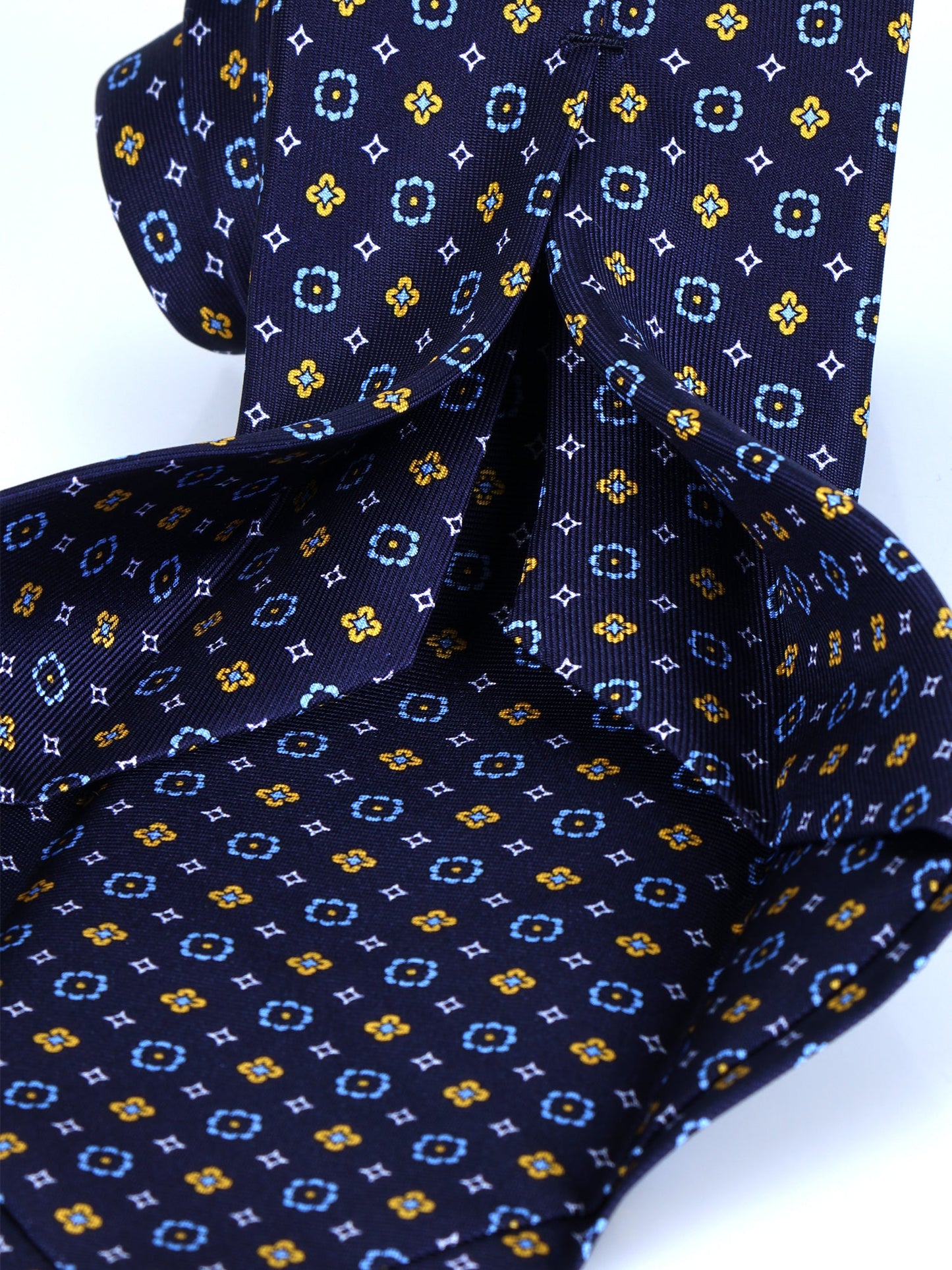 Blue 7 Fold LUDICA Luxury Silk Tie with English Print