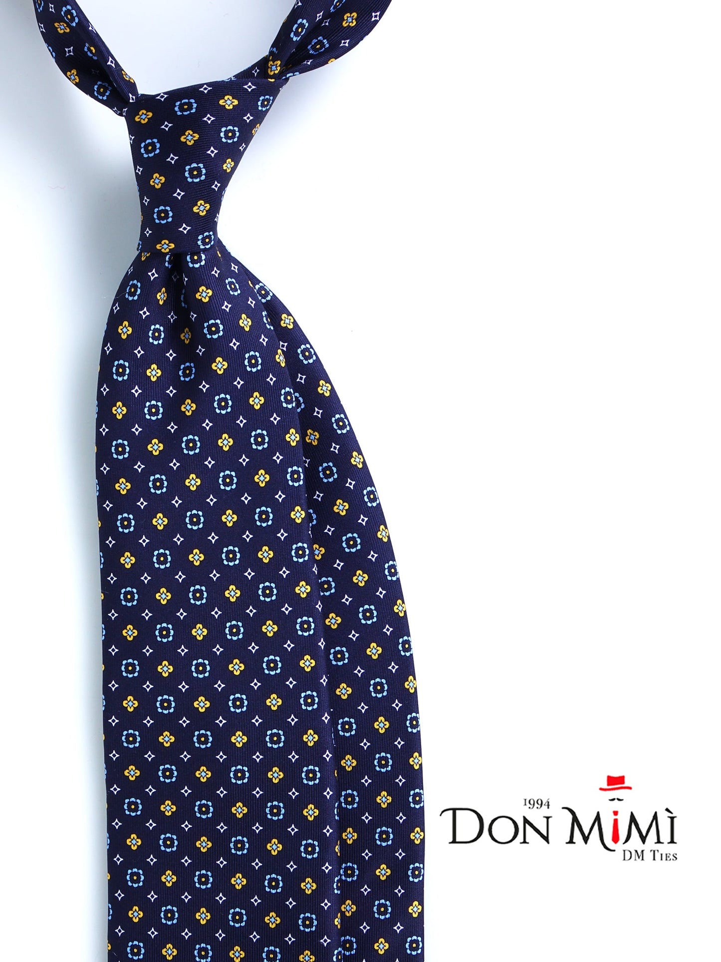 Blue 7 Fold LUDICA Luxury Silk Tie with English Print