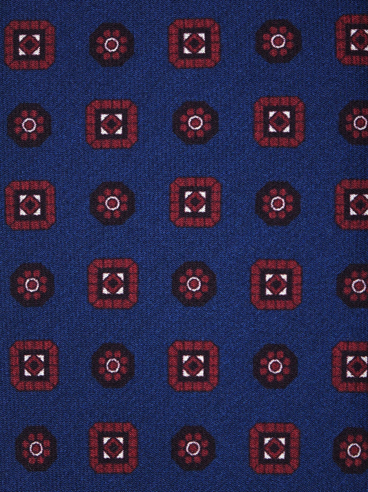 Blue/Rust 7 folds STEFANIA in luxury printed silk