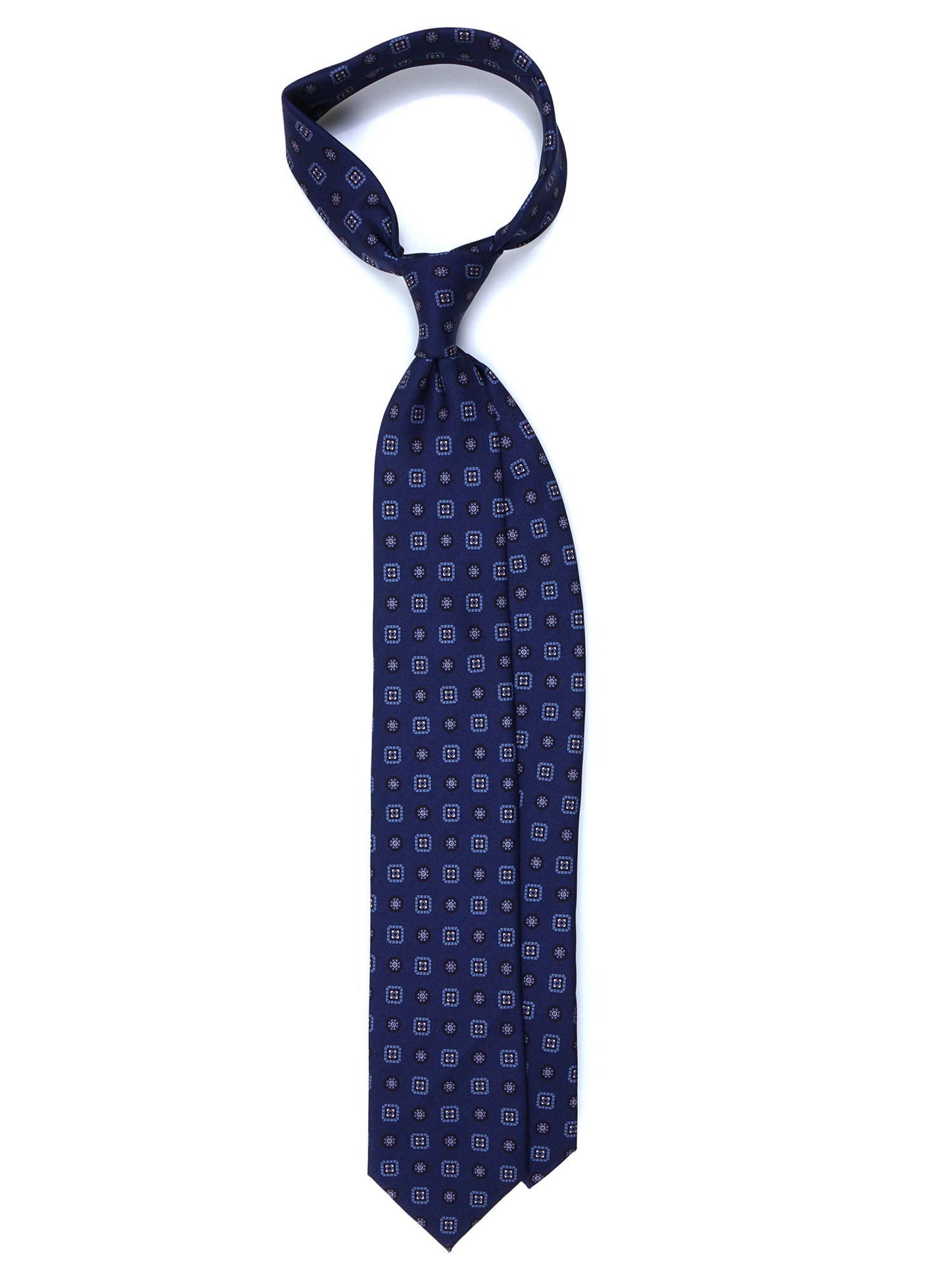 Blue/Sky Blue 7 Folds STEFANIA Luxury Printed Silk Tie