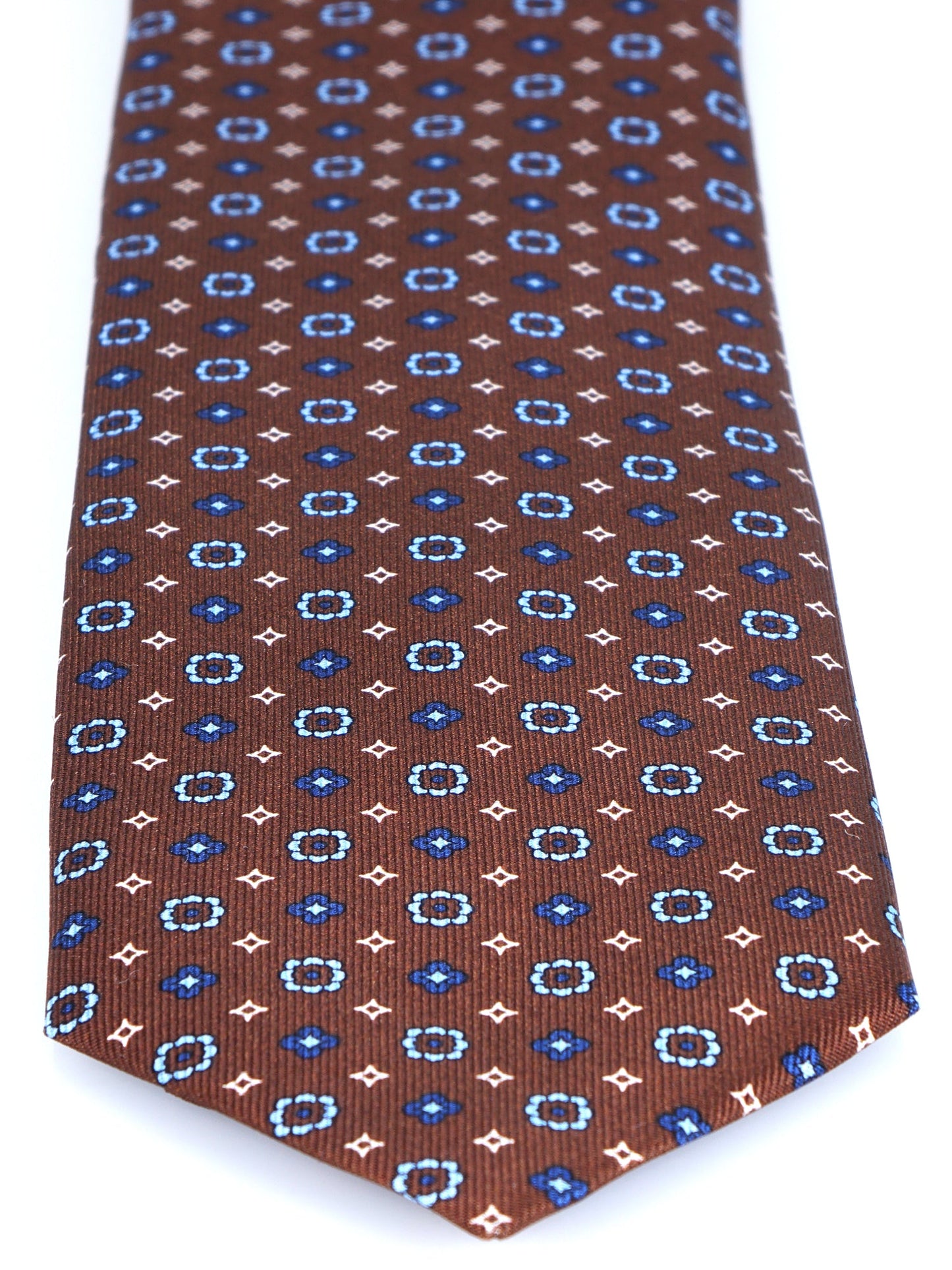 Brown 7 folds LUDICA tie in luxury printed silk