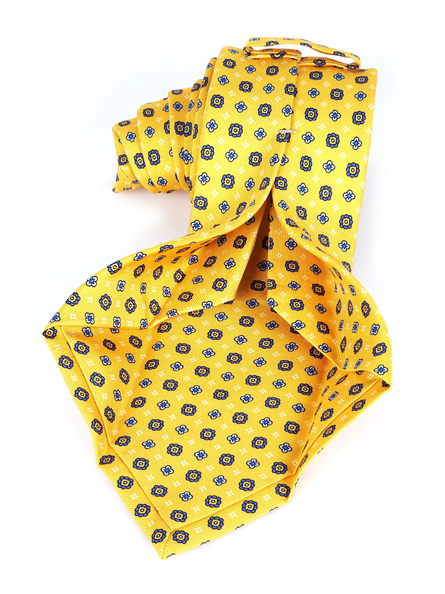 Yellow 7 Fold LUDICA Luxury Printed Silk Tie