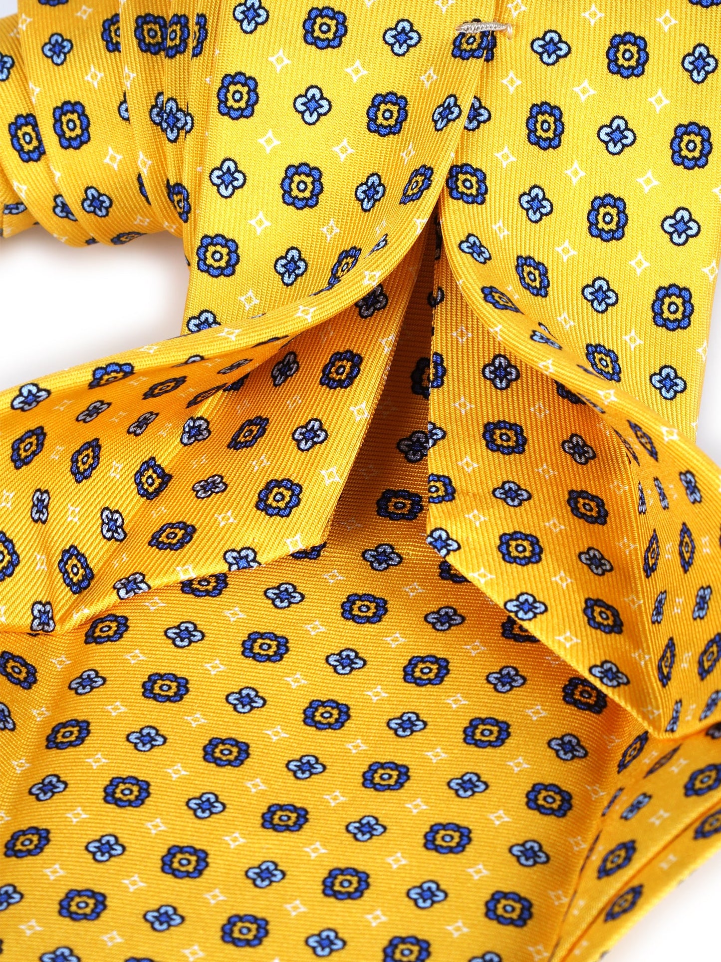 Yellow 7 Fold LUDICA Luxury Printed Silk Tie