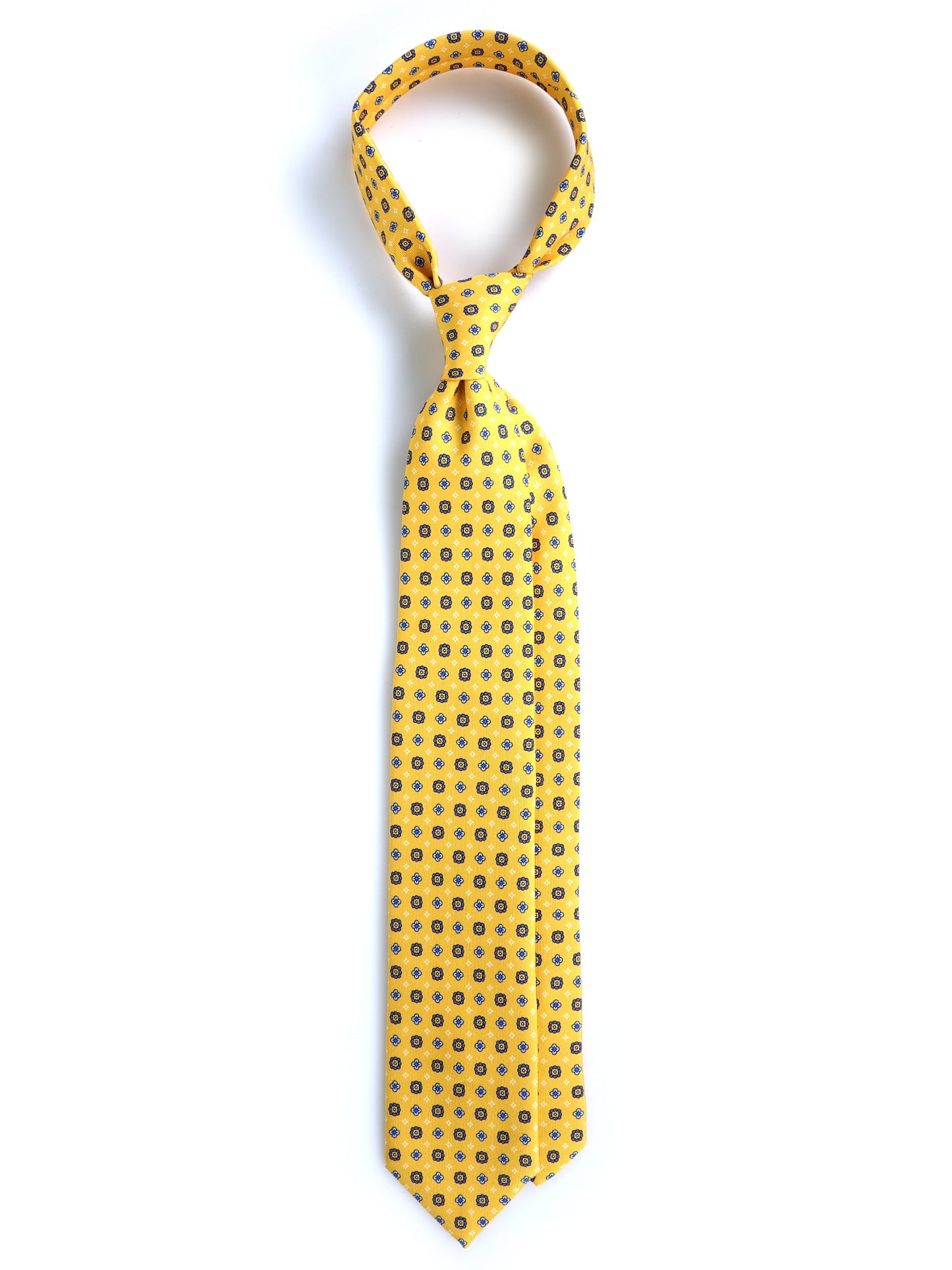 Yellow 7 Fold LUDICA Luxury Printed Silk Tie