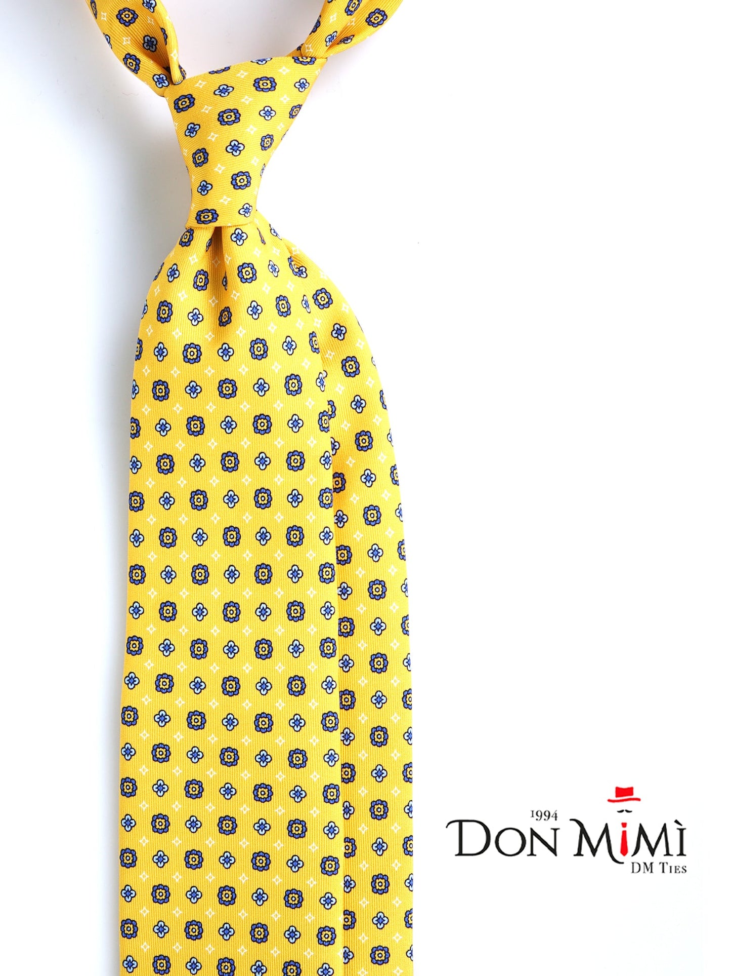 Yellow 7 Fold LUDICA Luxury Printed Silk Tie