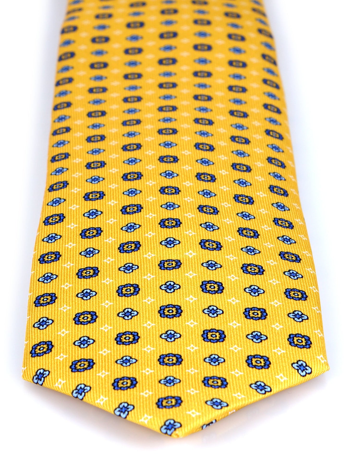 Yellow 7 Fold LUDICA Luxury Printed Silk Tie