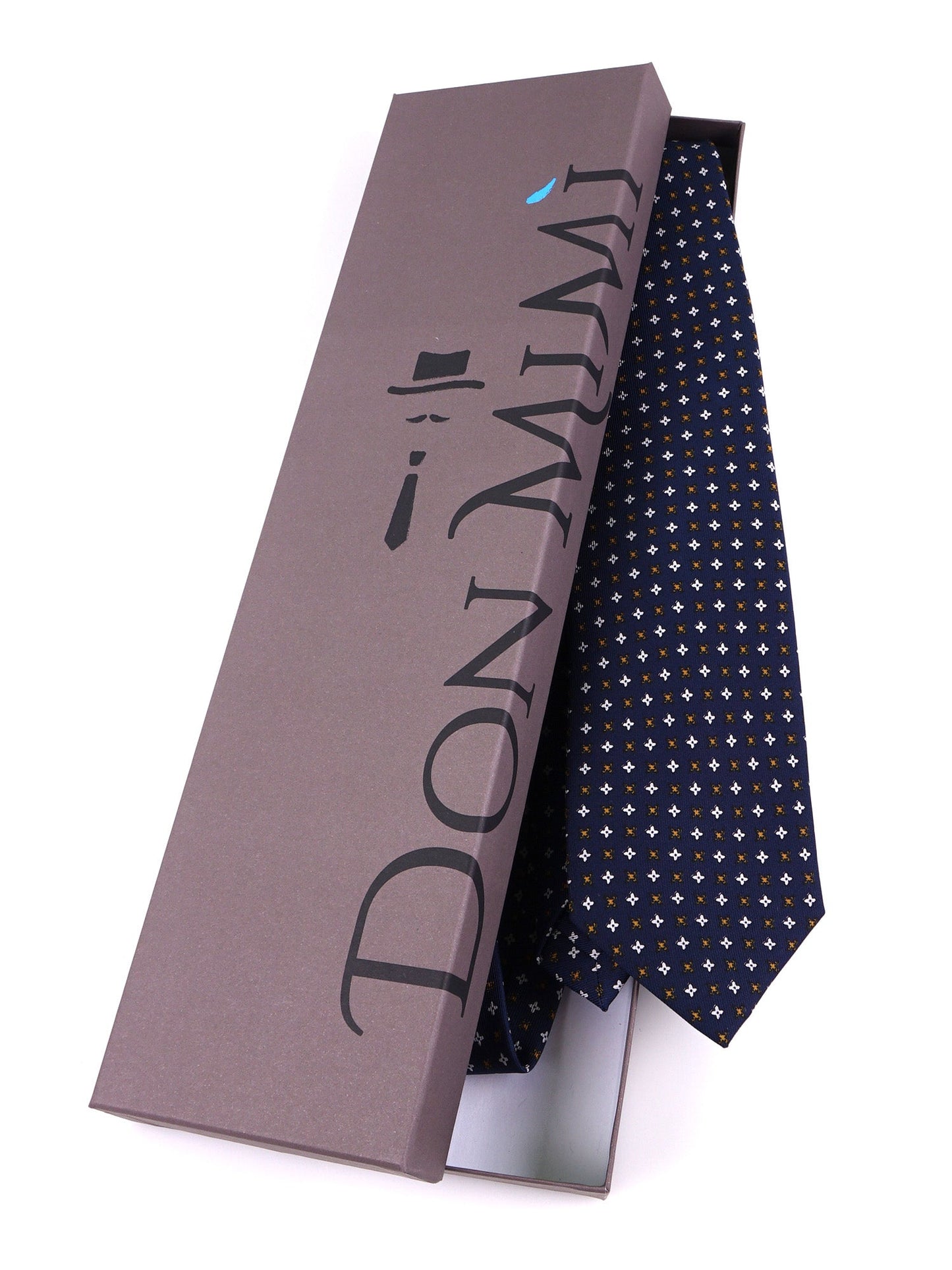 CRIMSON 7 Fold Tie dark blue English printed silk