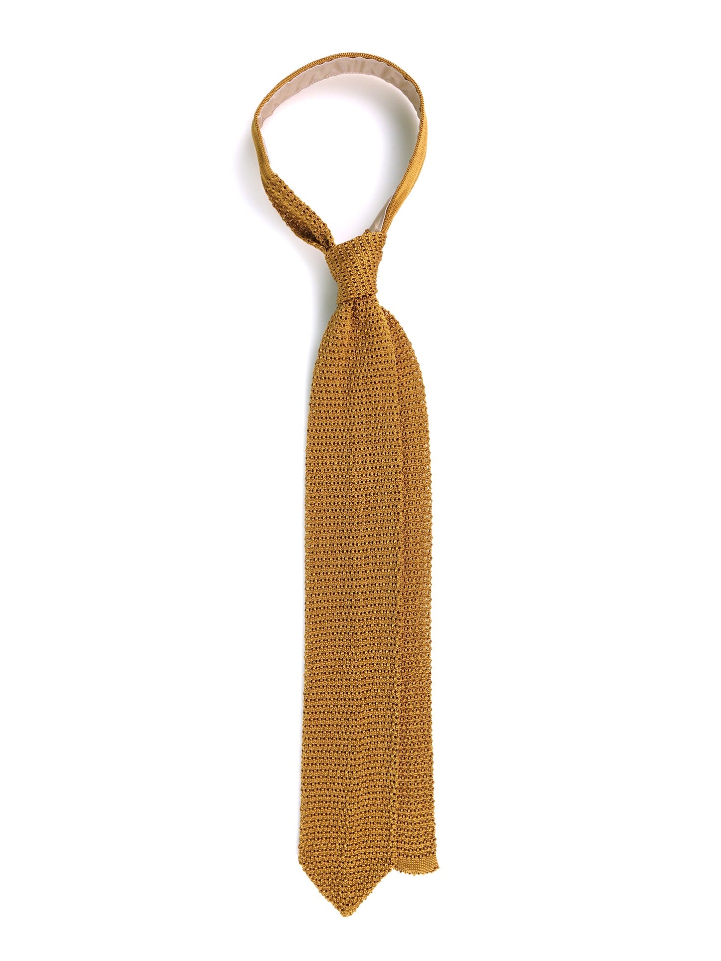PROCIDA beige silk tricot tie with V-tip