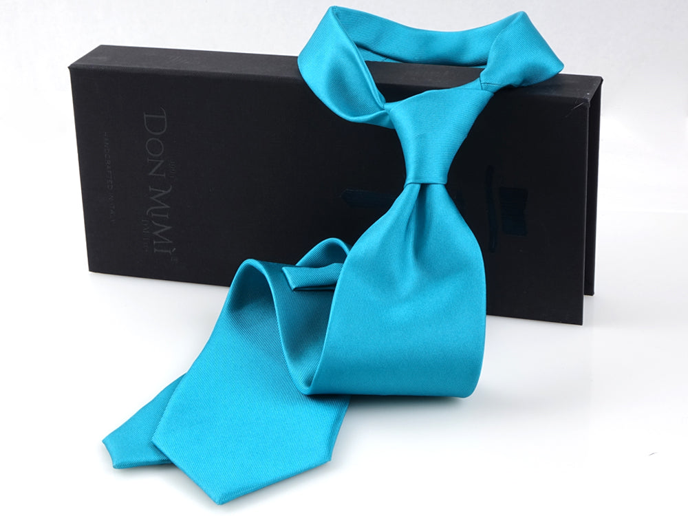Teal DACCA 3-fold tie in luxury printed silk