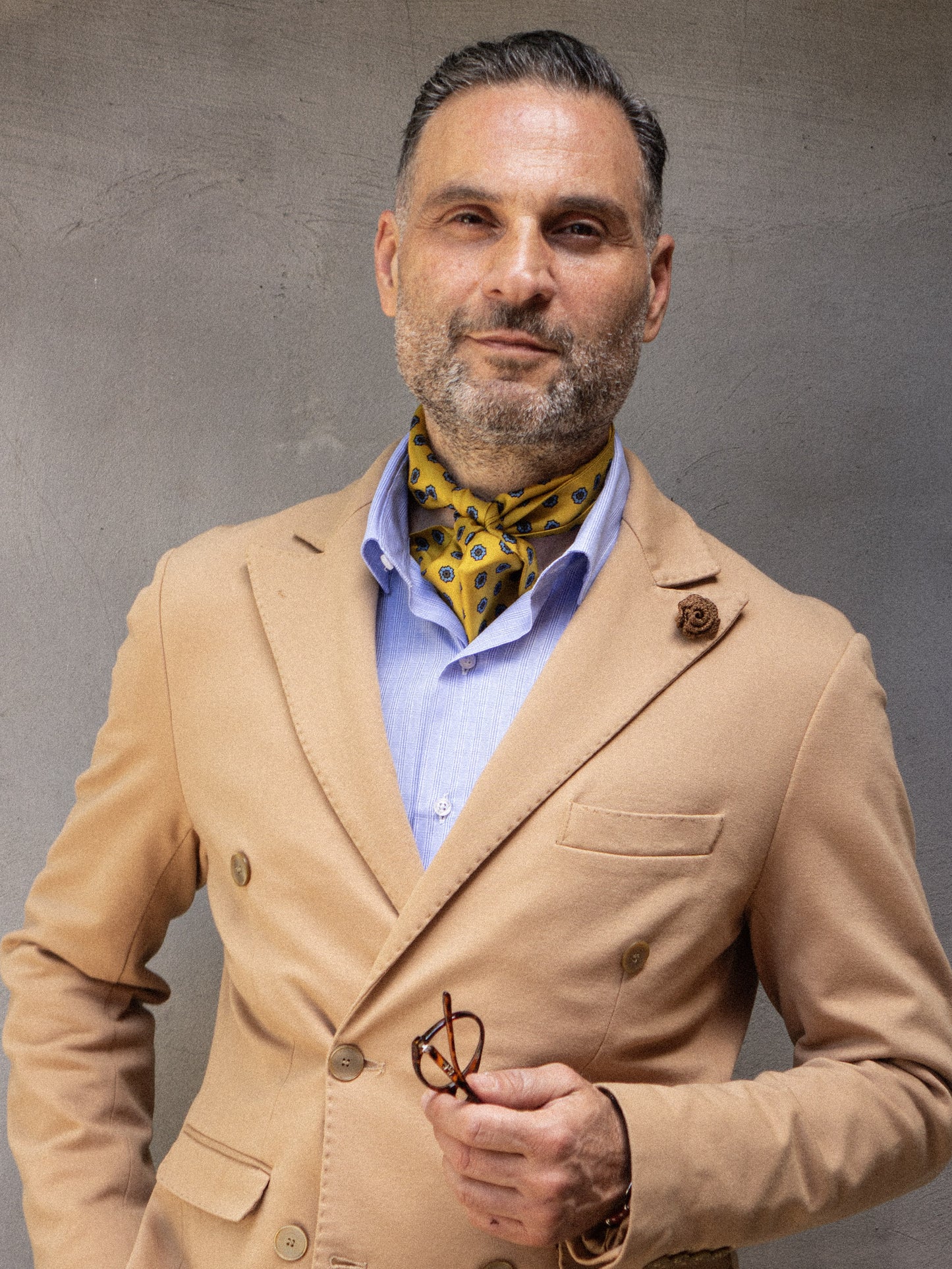 Yellow Printed Silk Twilly Scarf DIANA