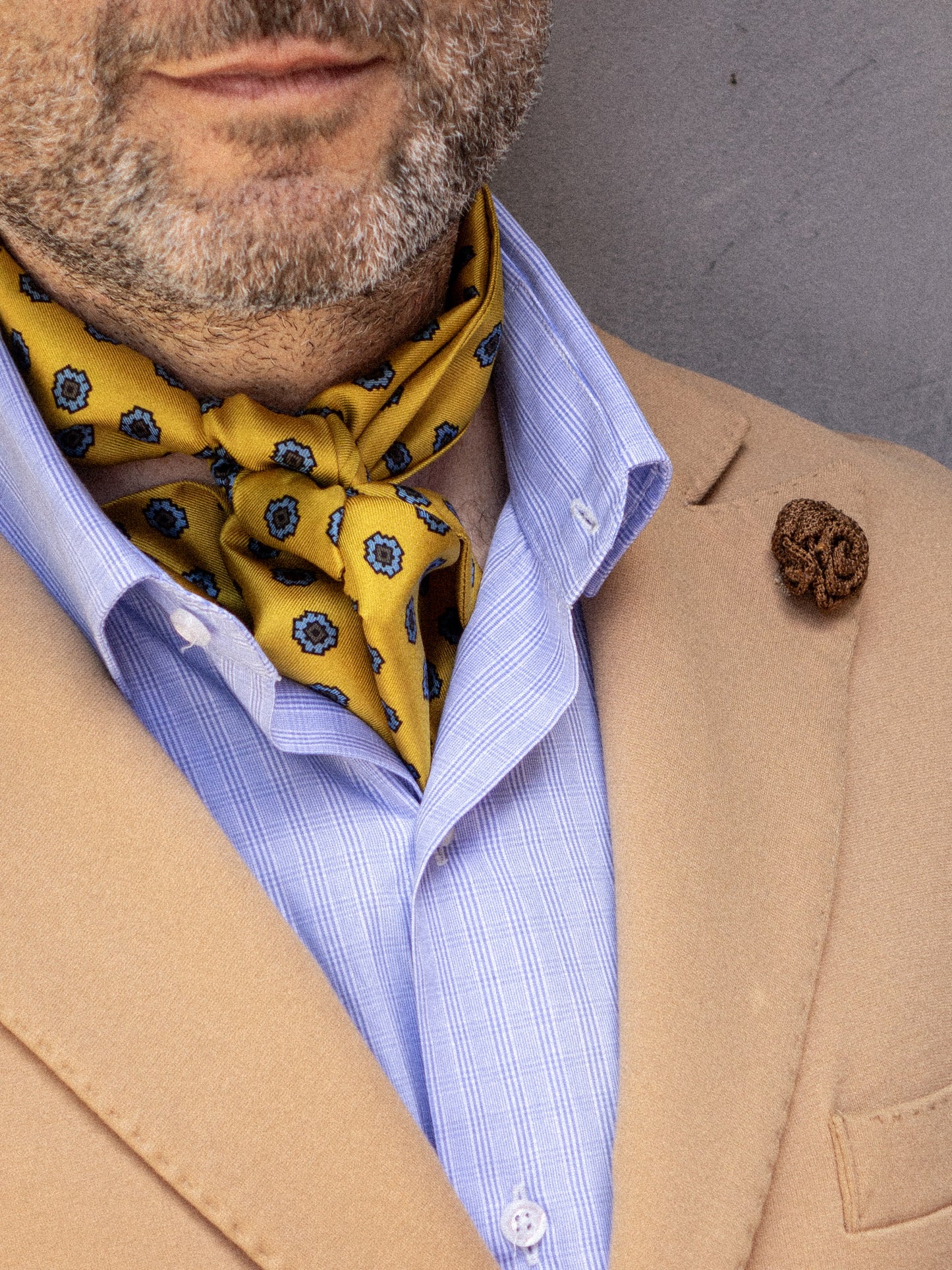 Yellow Printed Silk Twilly Scarf DIANA