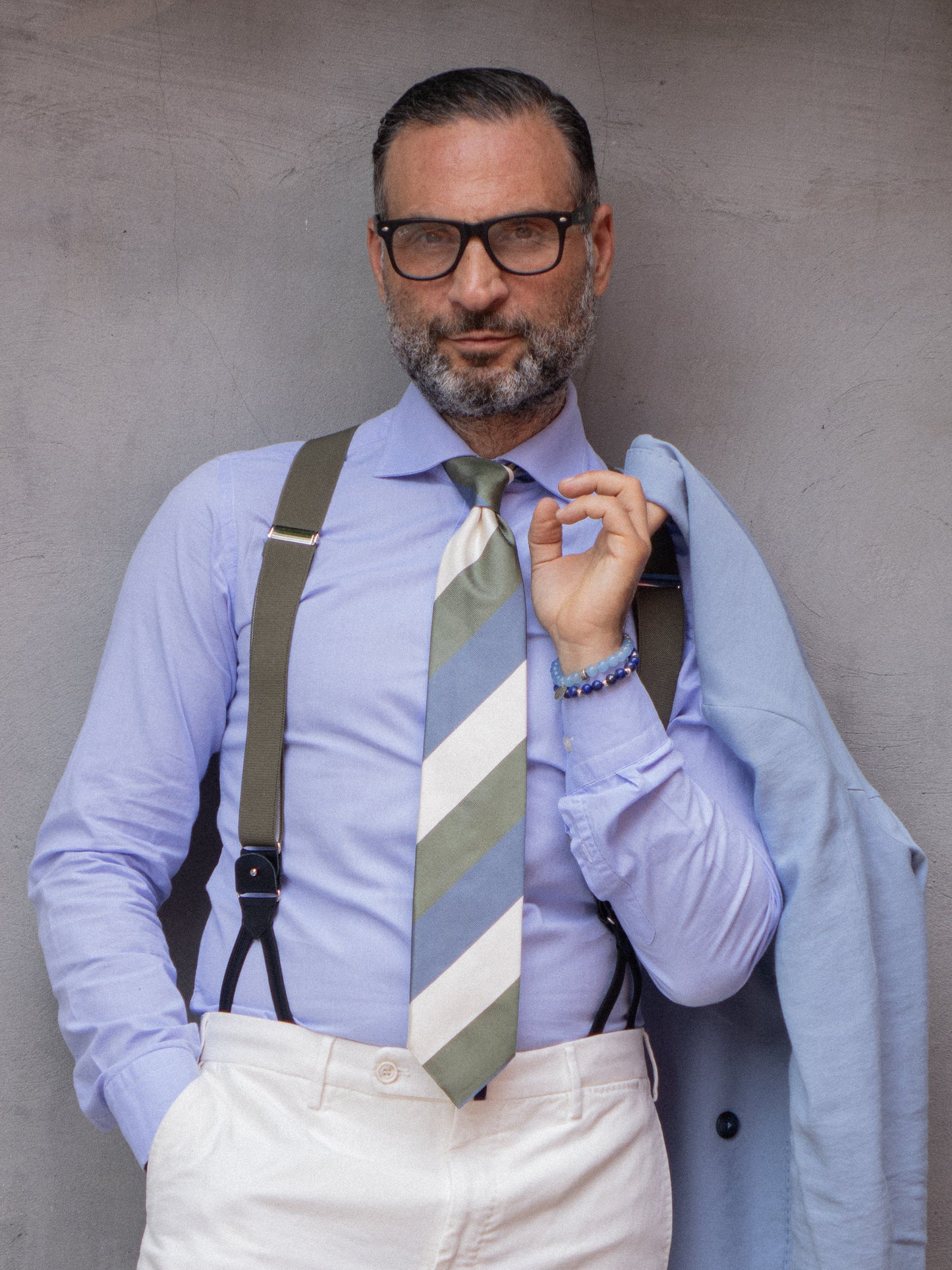 3 Fold Green Silk Woven Tie DINA