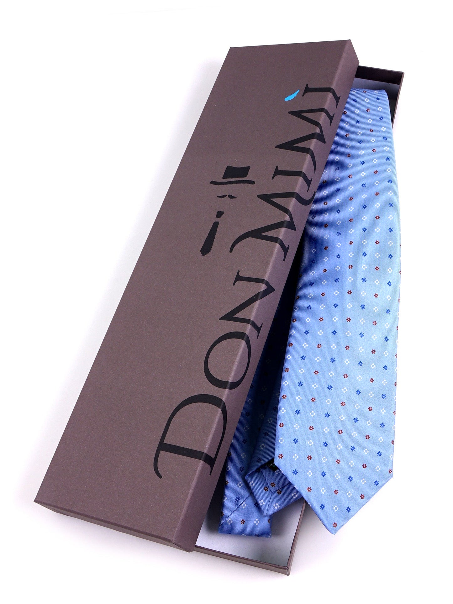 DIVE 7 Fold Tie light blue english printed silk