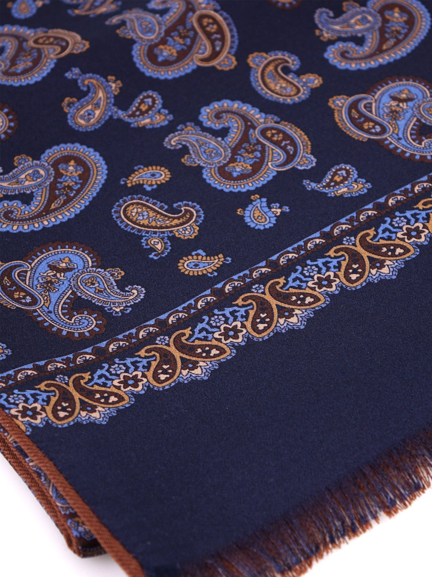 DRESSY blue printed silk/wool double-sided scarf