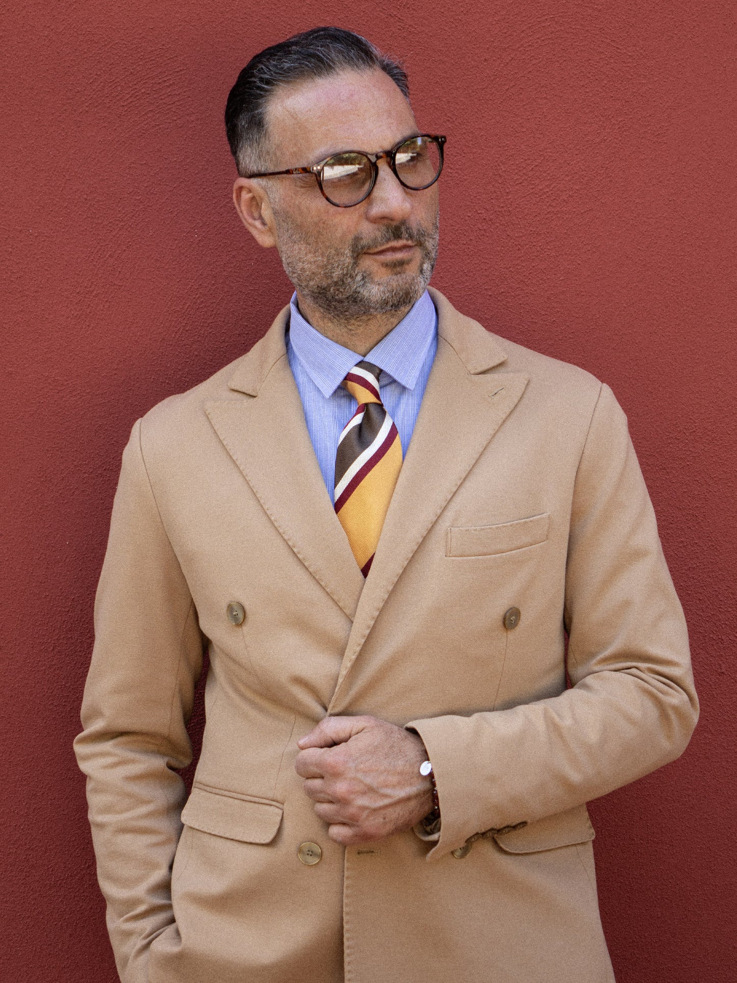 3 Fold Yellow Silk Jacquard Tie ELLEN