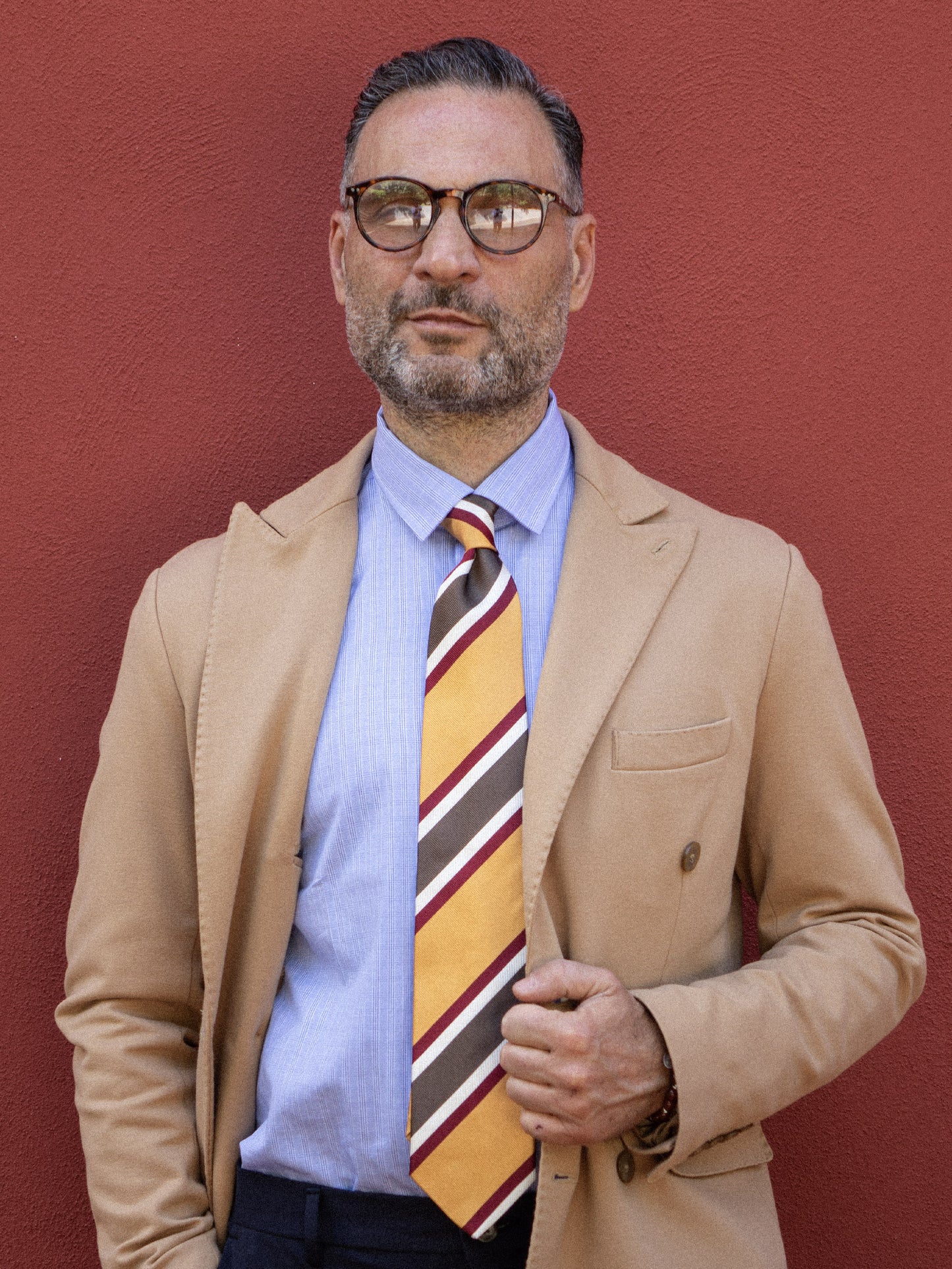 3 Fold Yellow Silk Jacquard Tie ELLEN
