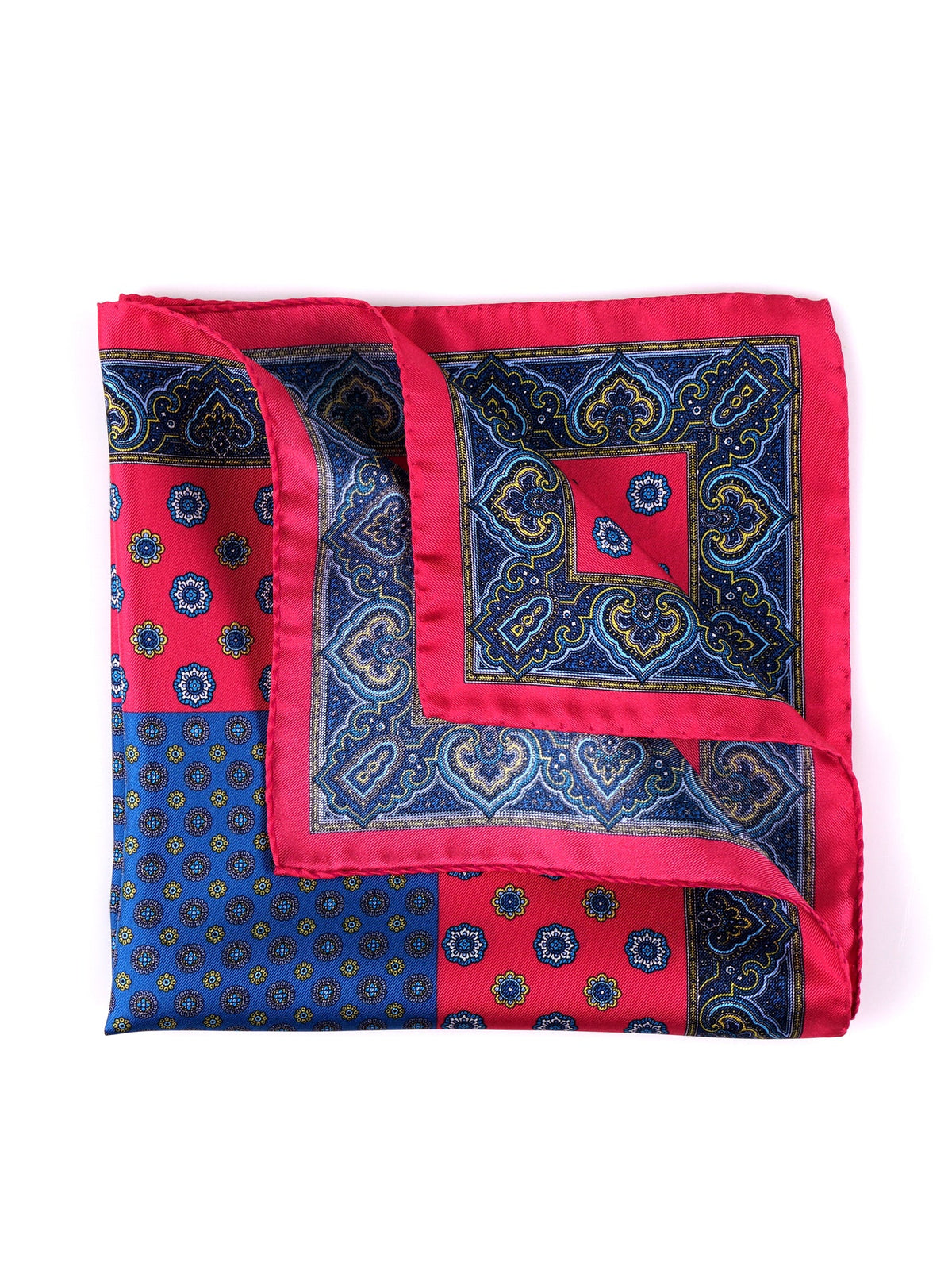 Red XL printed silk pocket square ERSELO