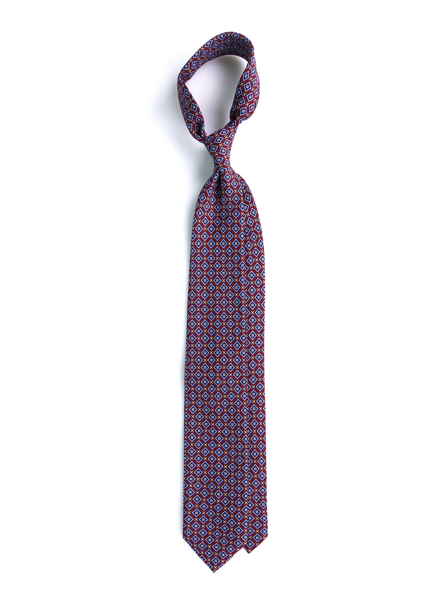 FABIO 3-fold tie in red printed wool challis