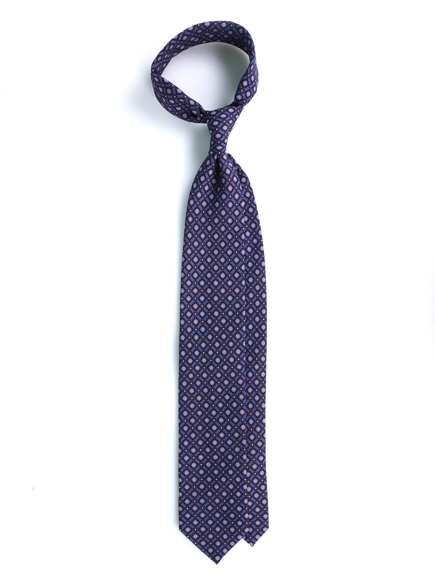 FABIO 3-fold light blue printed challis wool tie