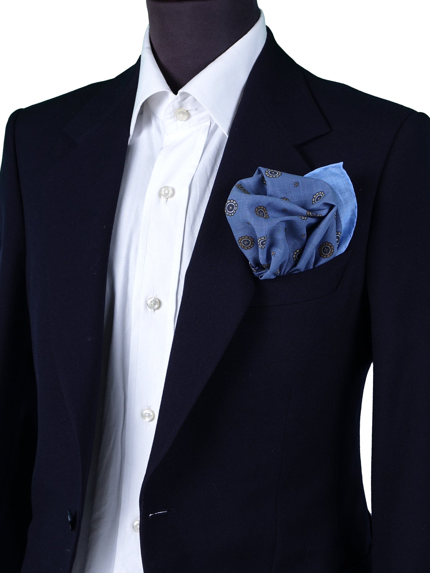 XL Blue Avion Pocket Square in Pure Cotton SFINGE