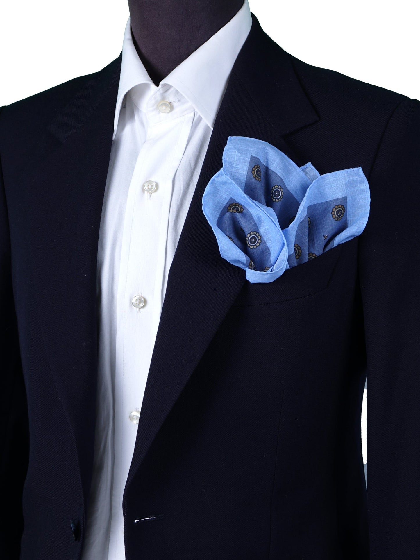 XL Blue Avion Pocket Square in Pure Cotton SFINGE