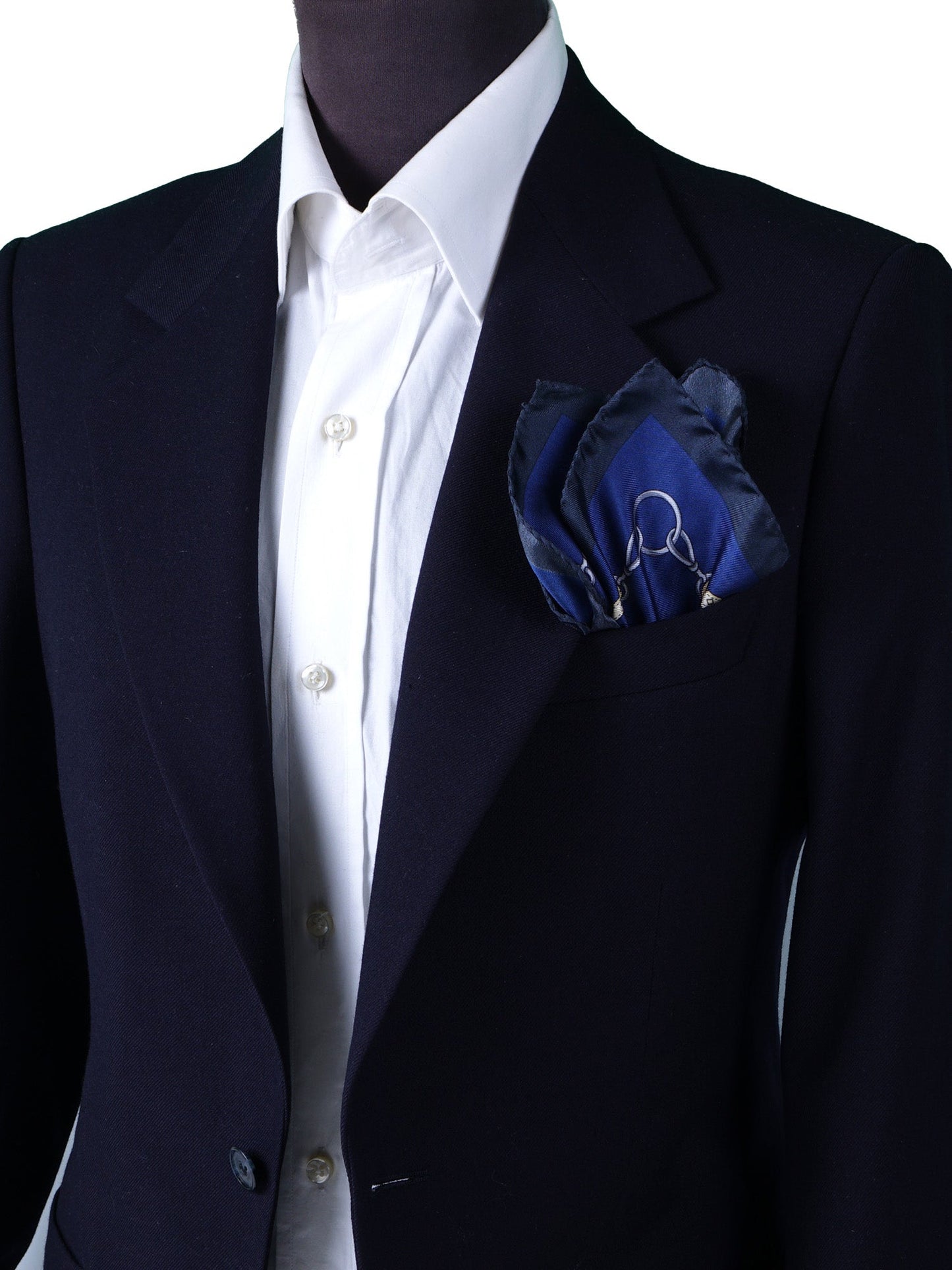 XL Blue Printed Silk Pocket Square REINS