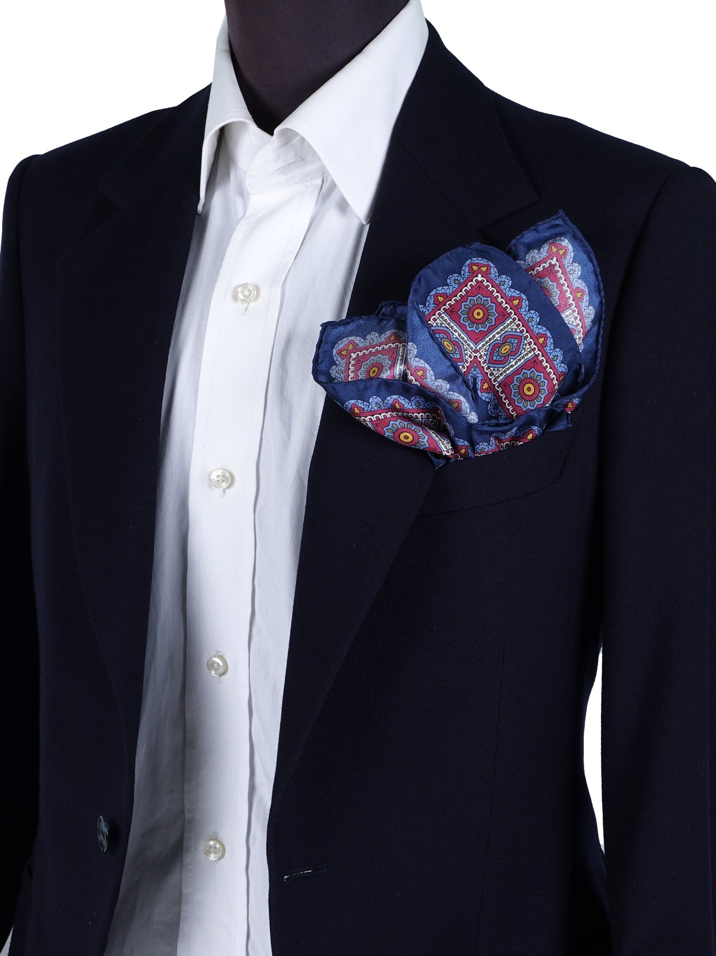 Pocket square 45x45cm blue in printed silk DALI'