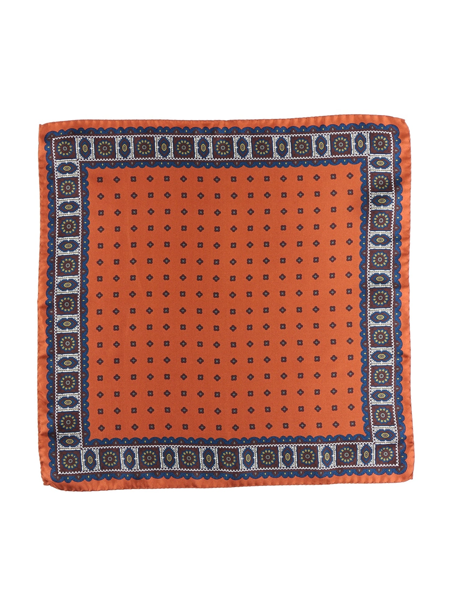 Pocket square 45x45cm orange in printed silk DALI