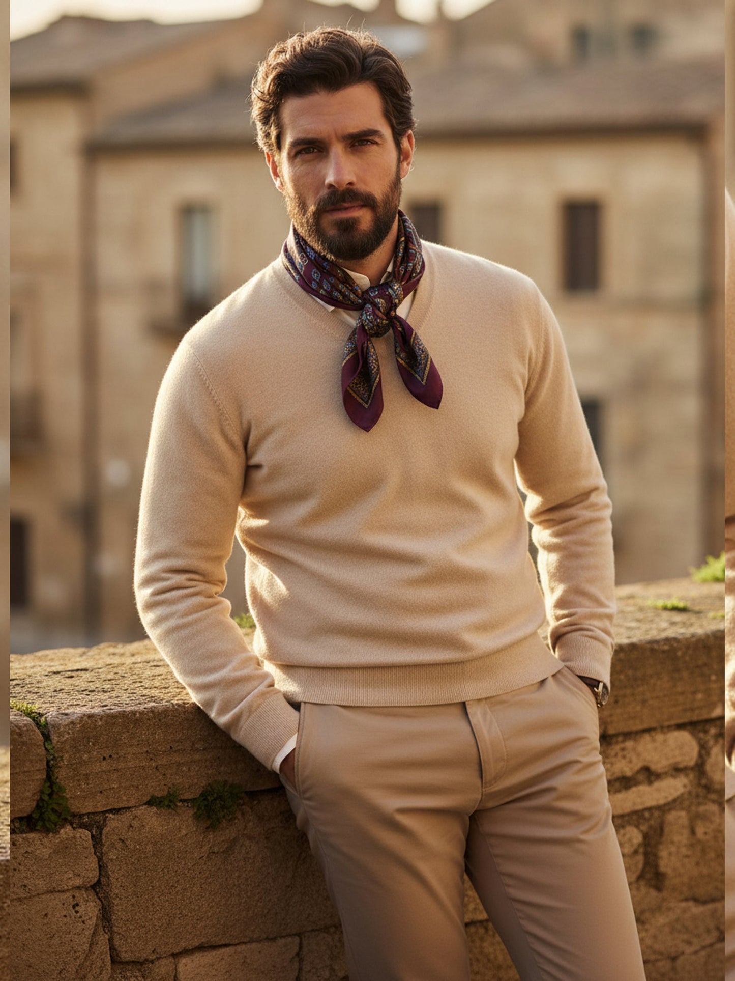 Bordeaux Scarf 70x70cm in Printed Silk FEDE