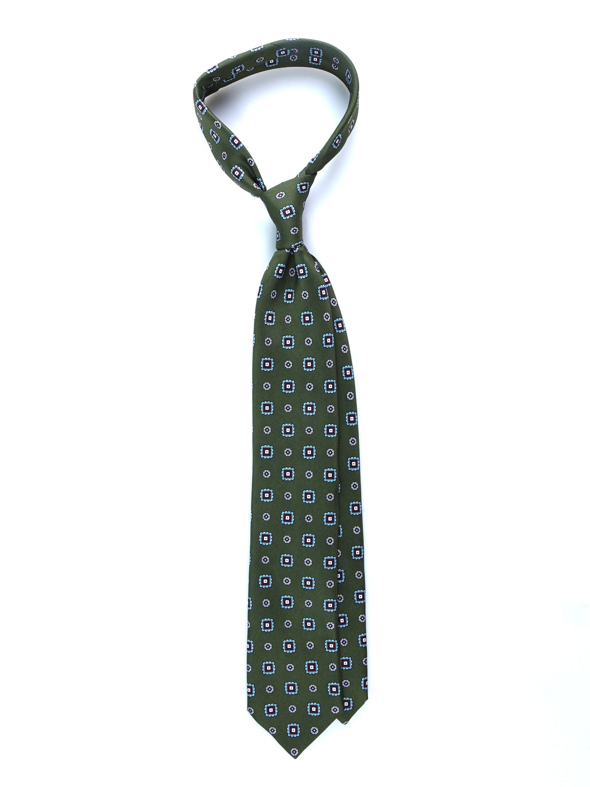 FEIN 3-fold tie in green printed silk