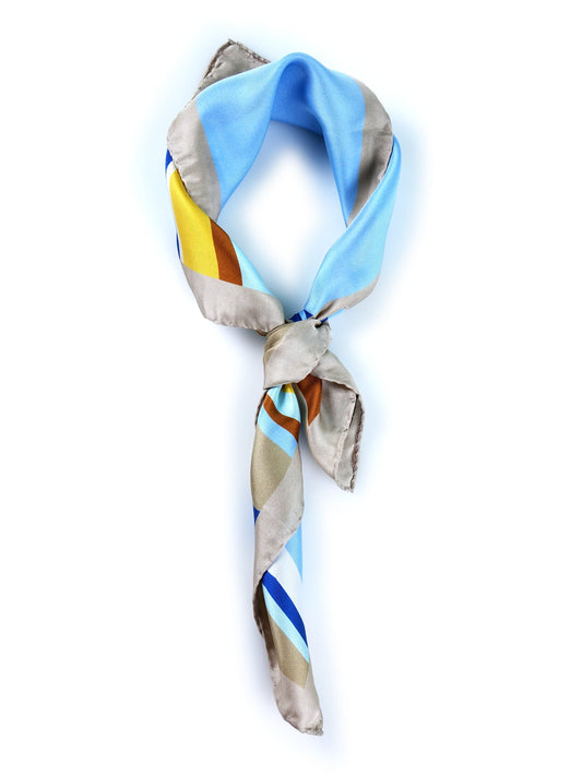 Beige Printed Silk foulard WAVES