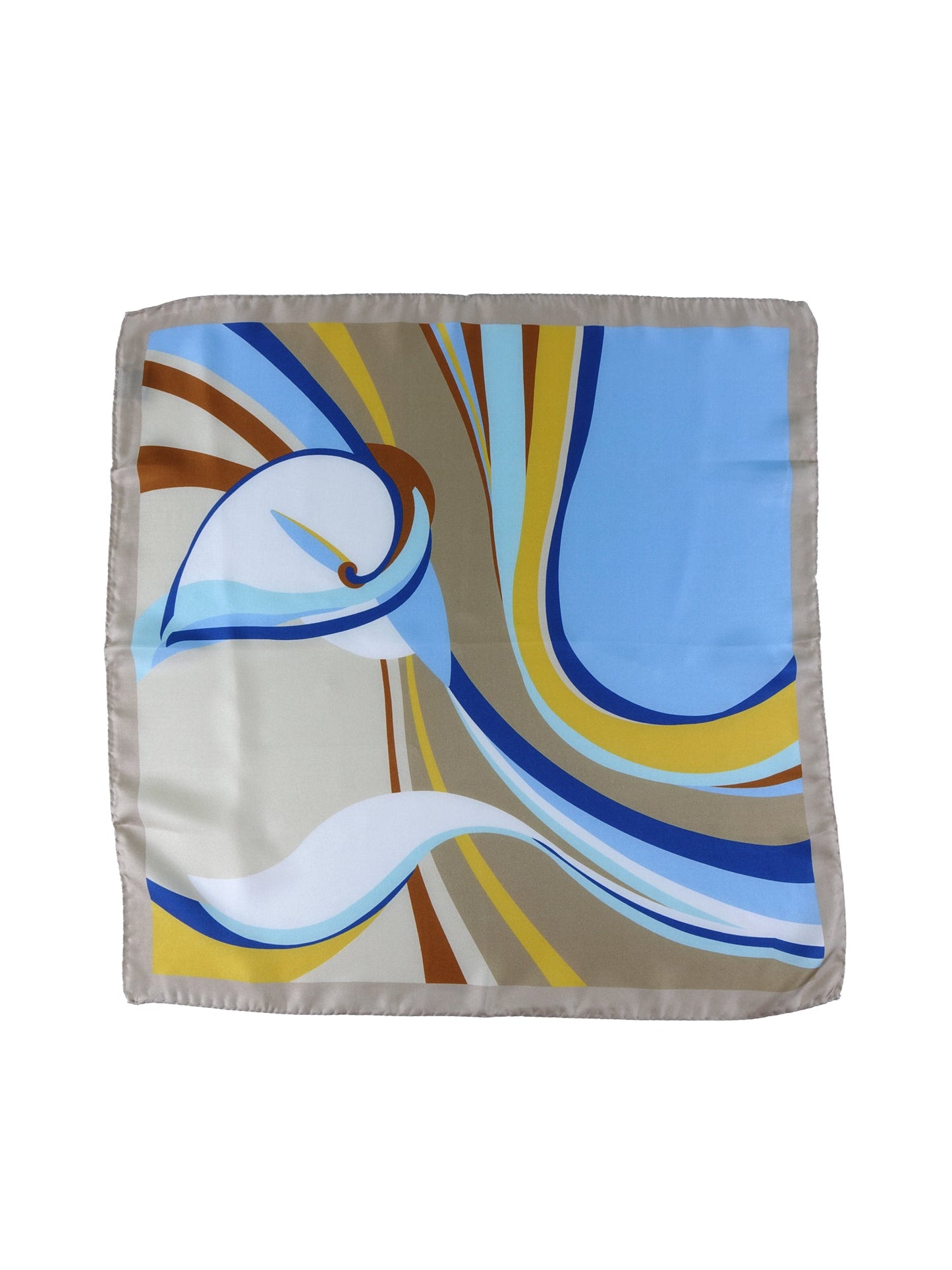 Beige Printed Silk foulard WAVES