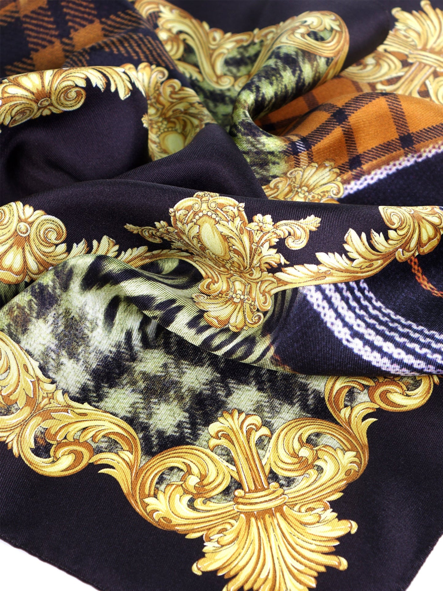 Black Printed Silk Scarf SAMPER
