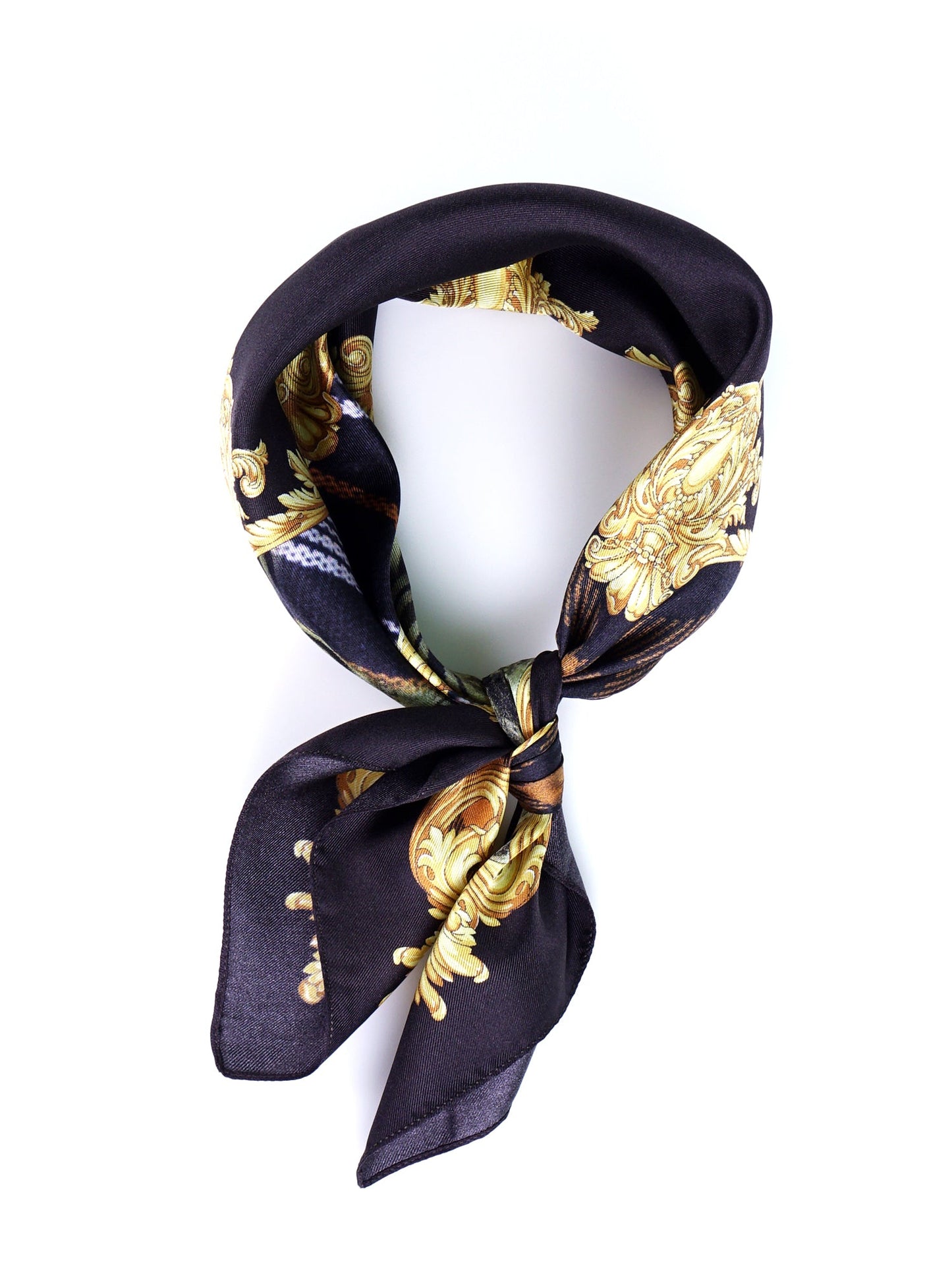 Black Printed Silk Scarf SAMPER